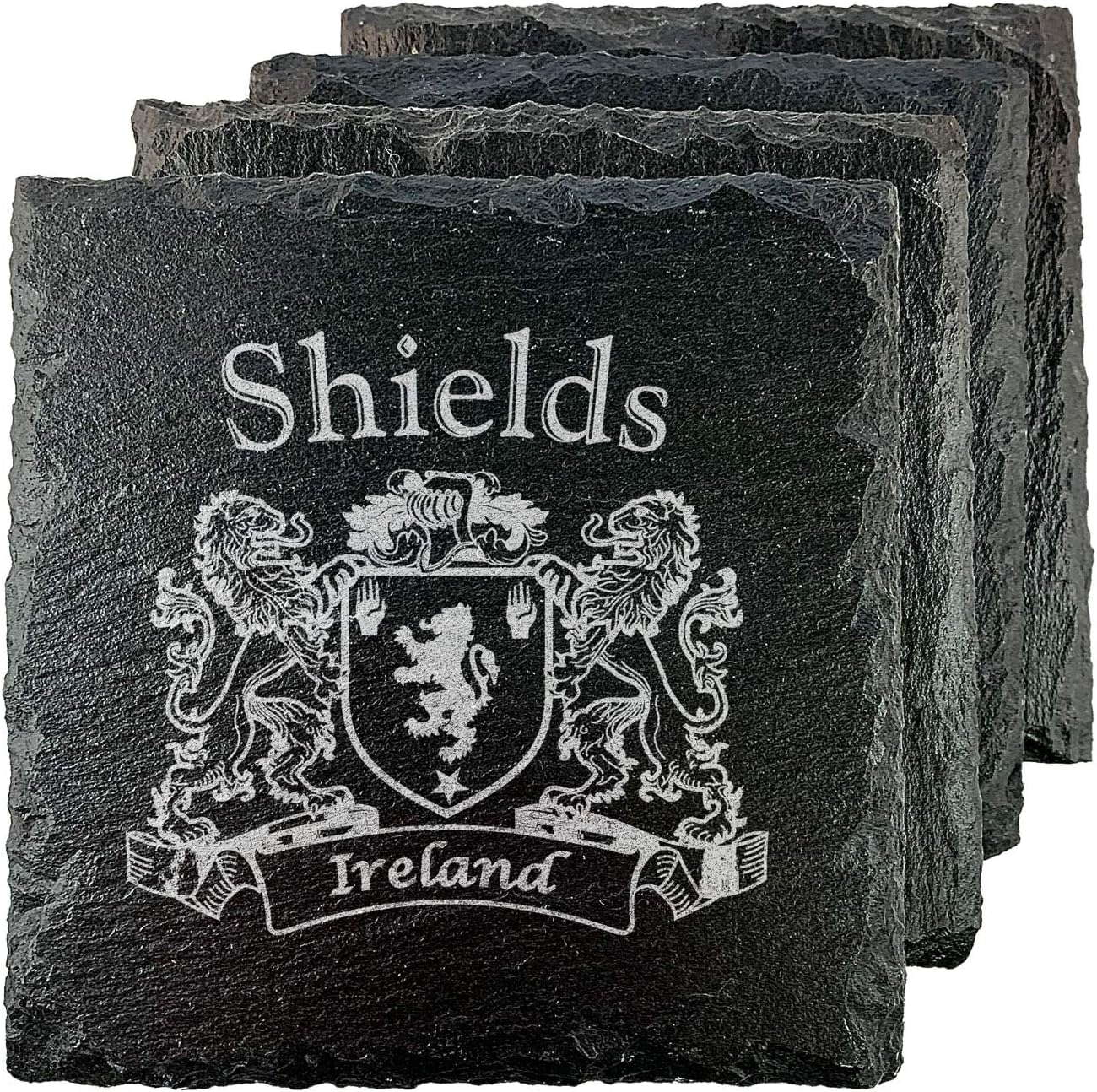 Shields Irish Coat of Arms Slate Coasters - Set of 4
