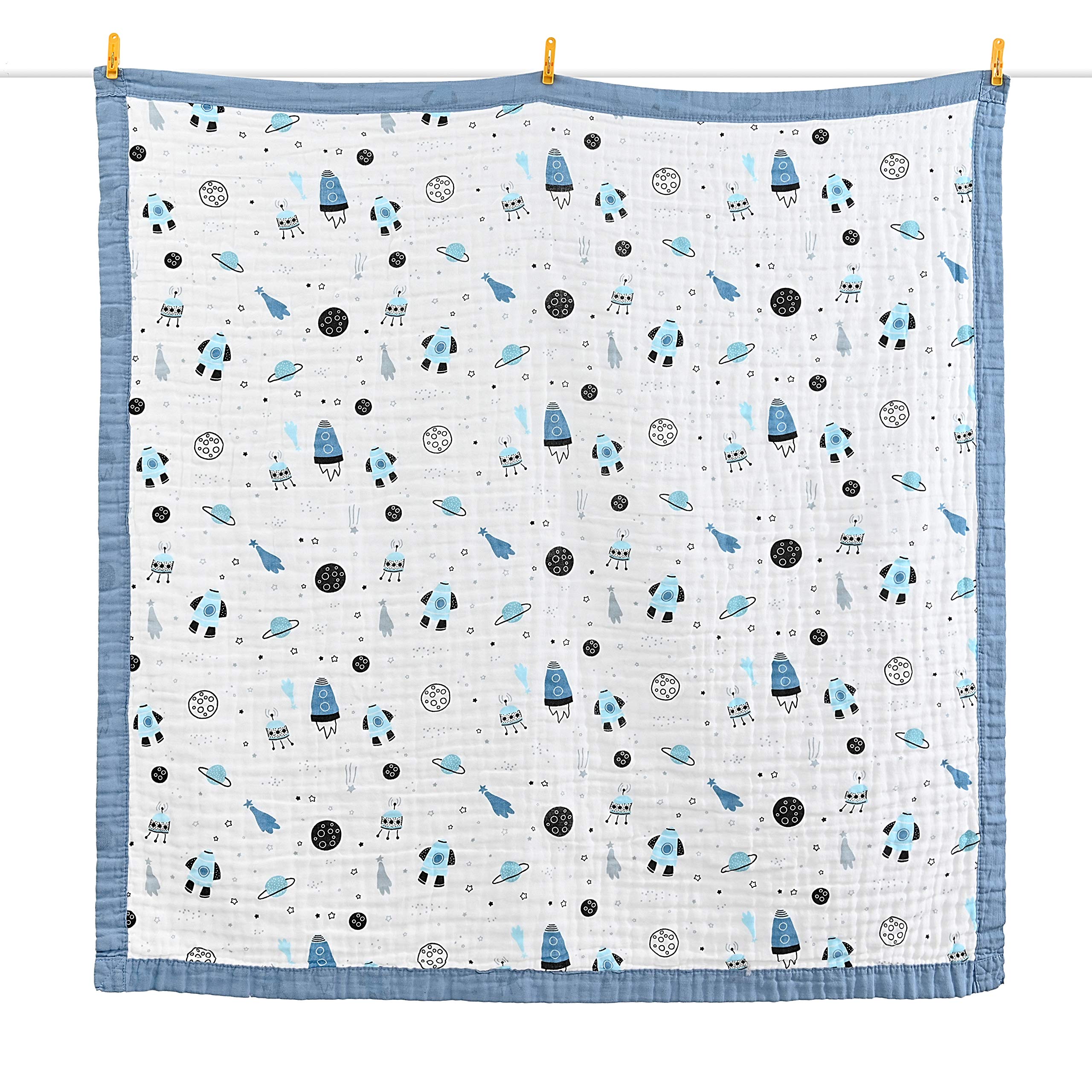 Jay & Ava Manta de muselina para bebé de 42 x 42 pulgadas, manta de algodón suave para niños, manta de muselina de cama de 4 capas para cuna, manta grande para recepción de bebé - (espacio de