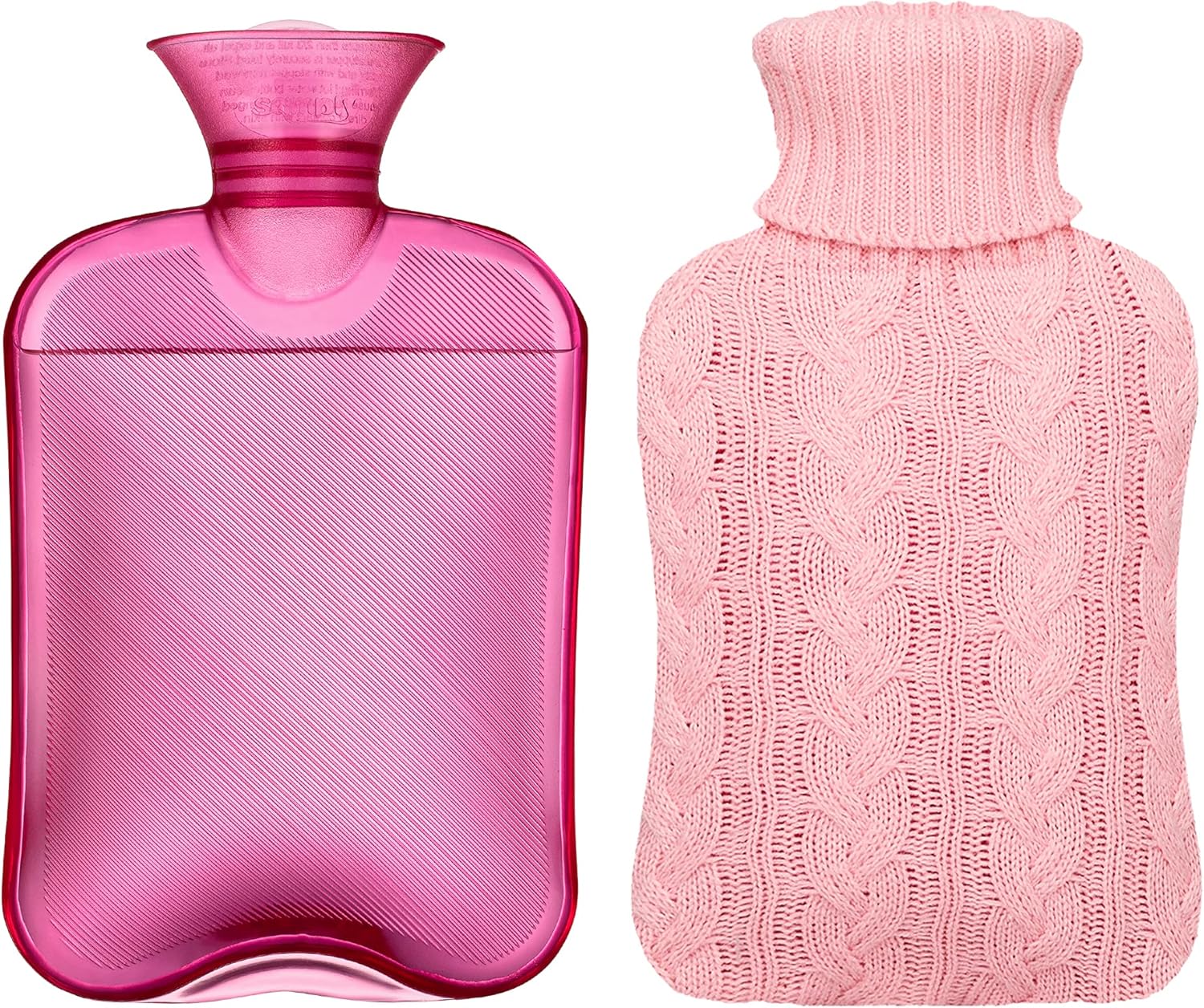 Samply Hot Water Bottle- 2 Liter Water Bag with Knitted Cover,Transparent Purple : Everything Else