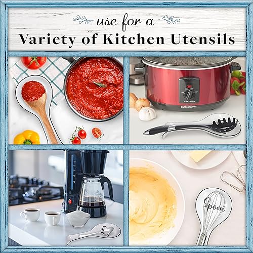 Miniatura 6 de Home Acre Designs - Reposacucharas para cocina de cerámica en color blanco y negro, decoración moderna de primer nivel, estilo granja