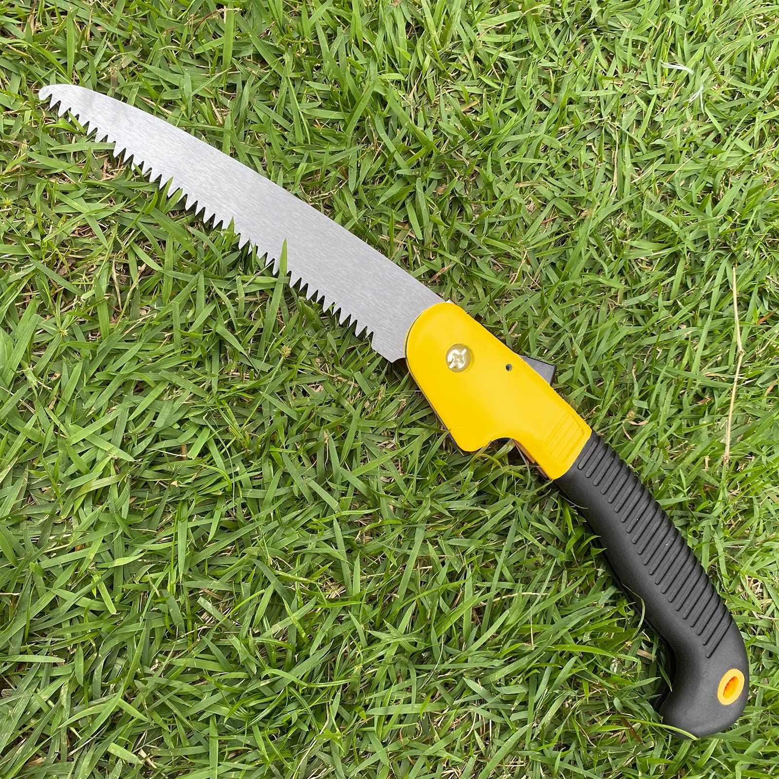 Newaner Serrucho de Poda Plegable de 180mm,Sierra de Mano Plegable Mango Antideslizante - Ajustable - Cierre de Seguridad,Sierra de mano premium para jardinería, camping, poda de ramas（amarillo）