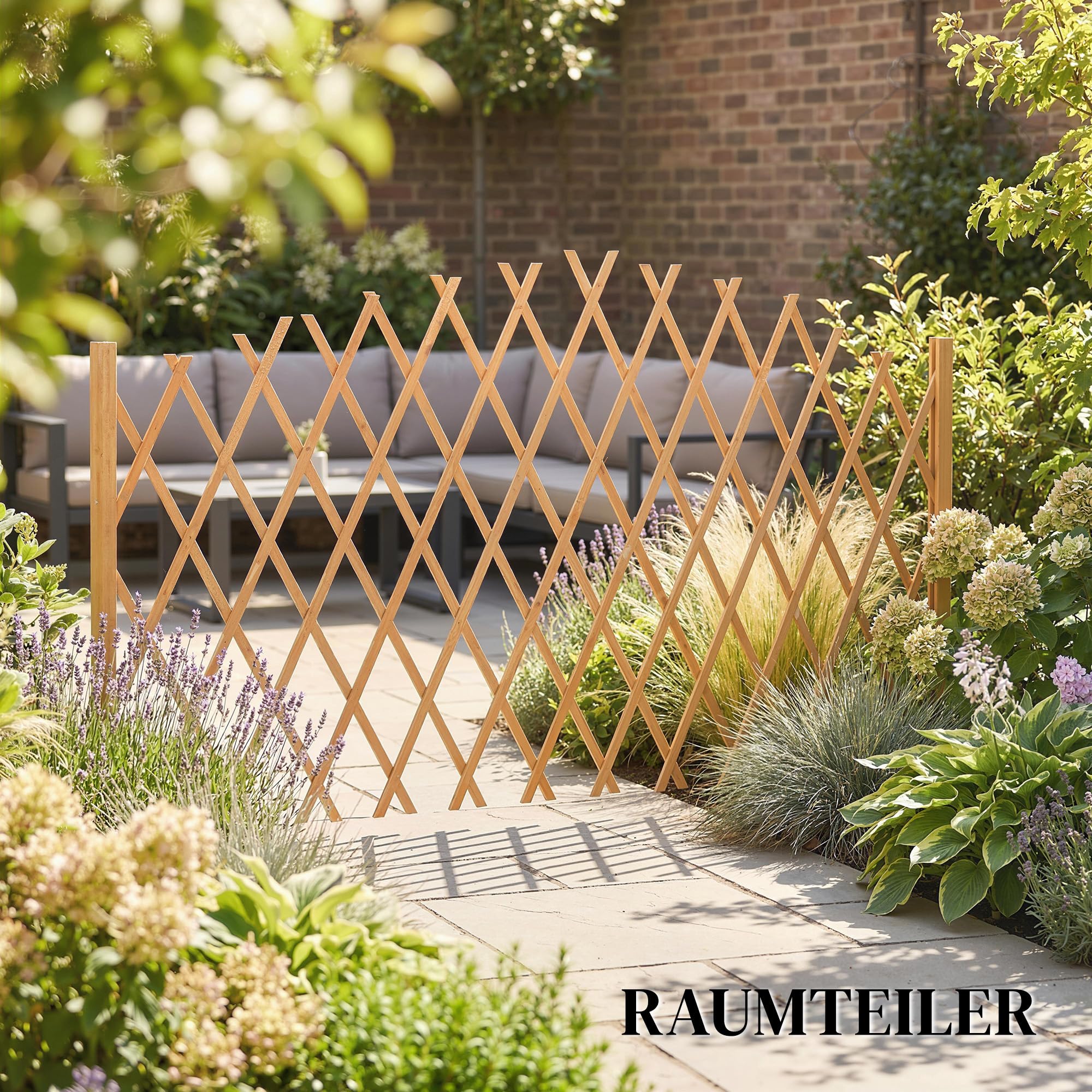 Outsunny Absperrgitter 2er-Set Ausziehbar Holz 180 x 30 x 103 cm Braun | Scherengitter, Freistehende Scherensperre mit Standfüßen, Schutzgitter für Terrasse, Garten, Balkon, Flexible Absperrung