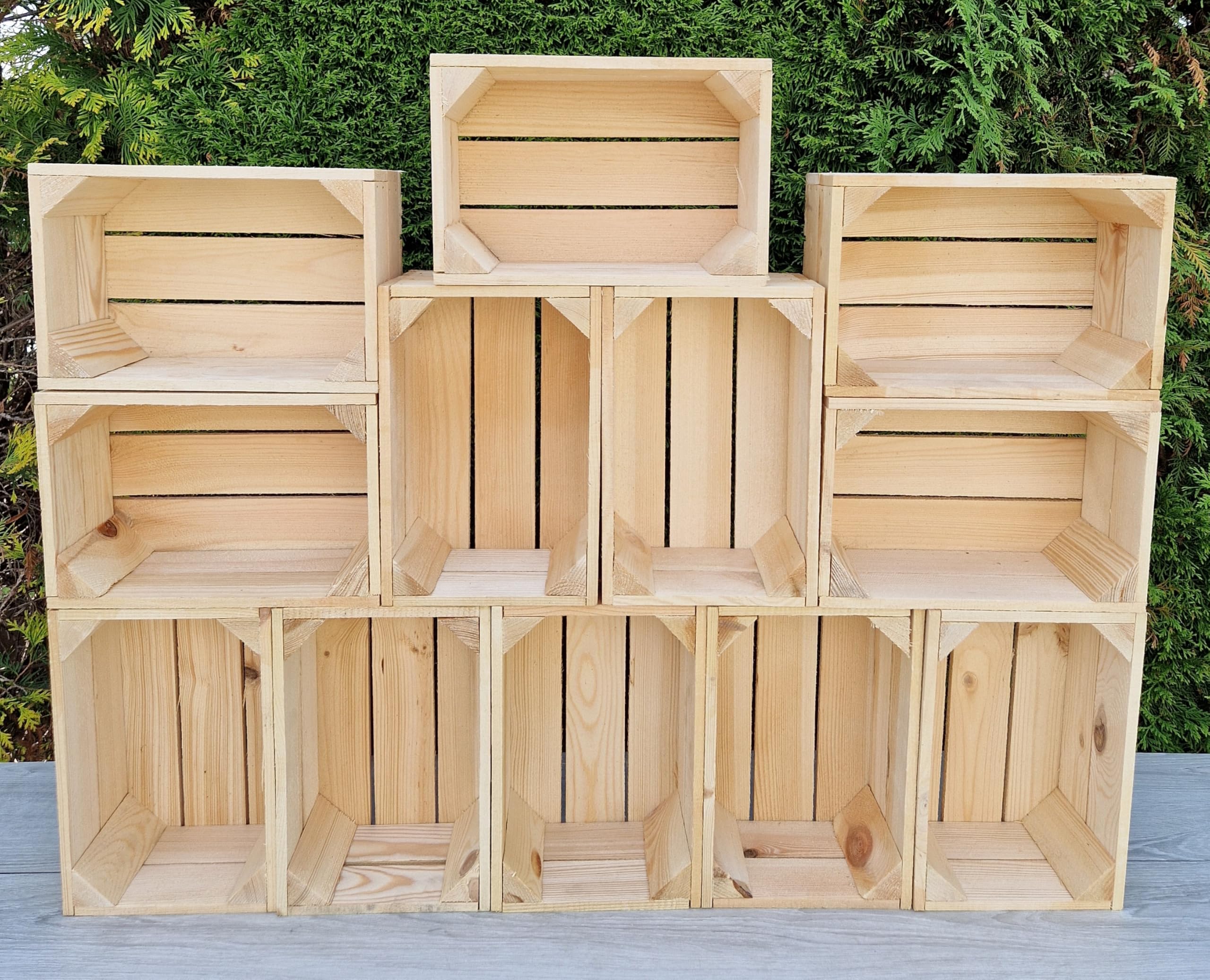 PYXIDAS Rustic Wooden Storage Boxes & Crates - Handmade Vintage Home Decor (Natural 12 crates, 30x20x15)