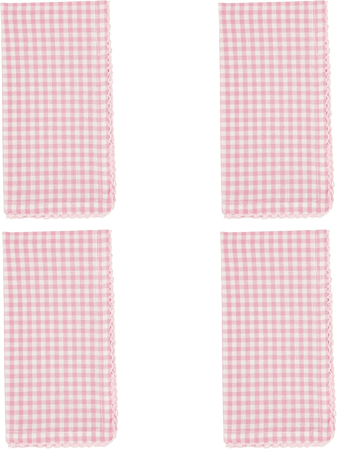 SARO LIFESTYLE Collection Gingham Design Table Napkins (Set of 4), 18", Pink