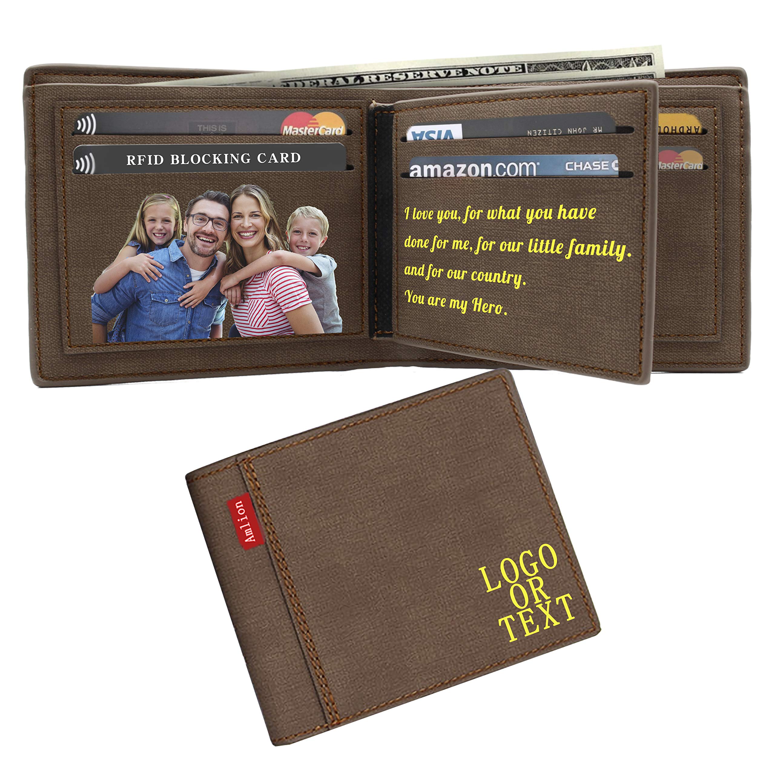 Custom Wallets Personalized Photo Wallet Gifts RFID Blocking for Men Fathers Day