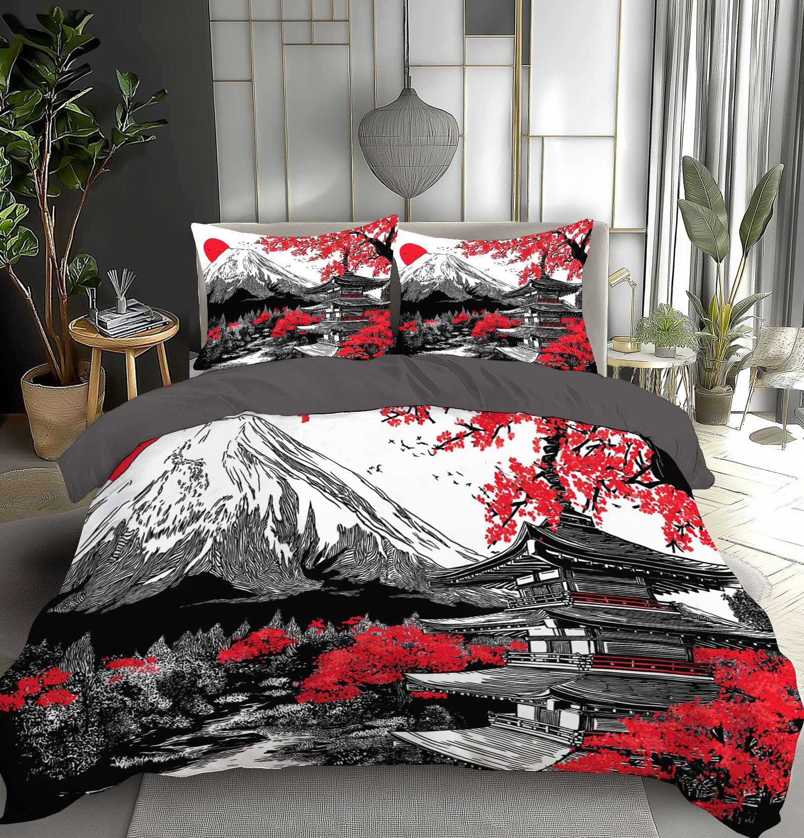 Housse de couette 140x200cm microfibre thermo-régulatrice avec deux taies 65x65cm