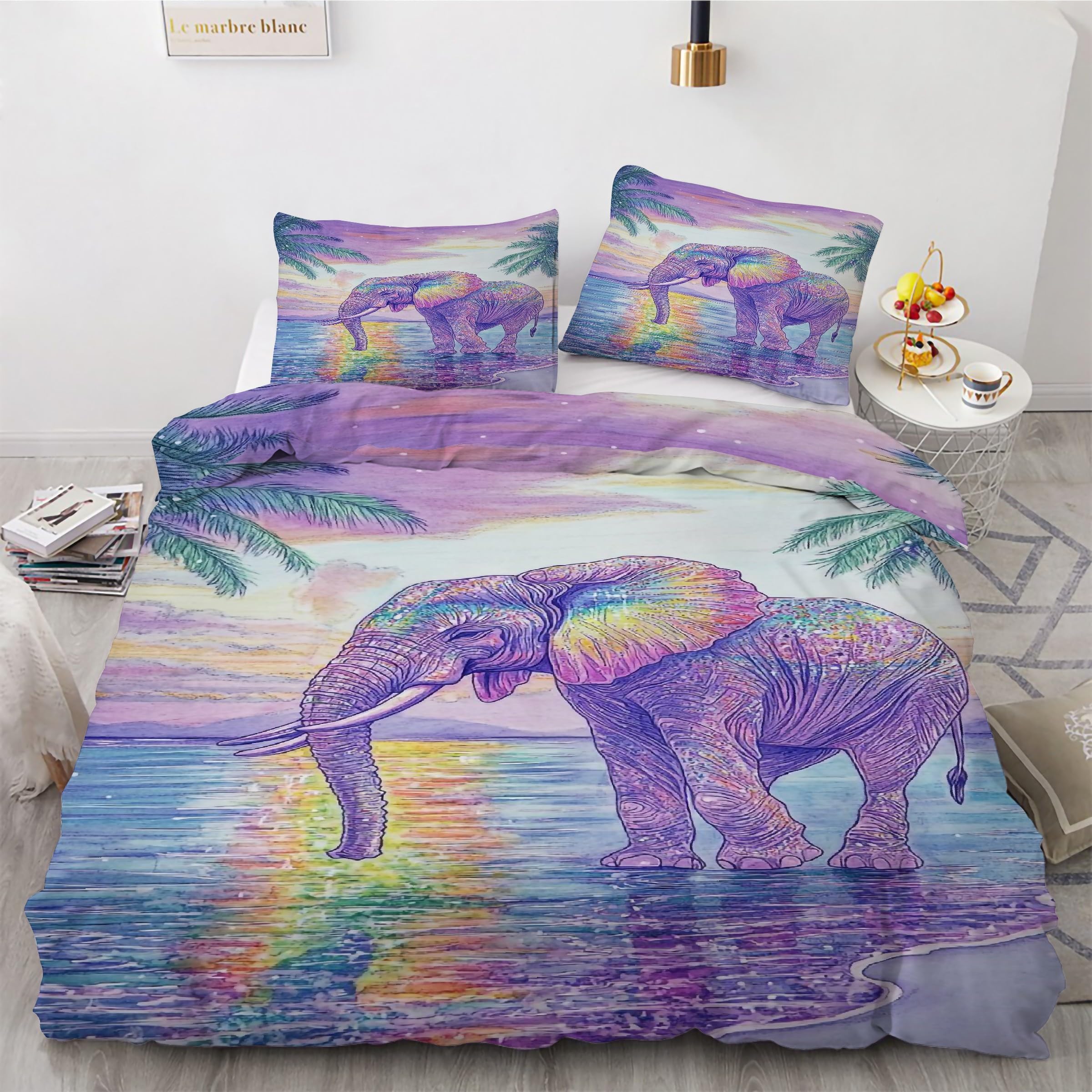 Housse de couette 240x260 sans repassage à fermeture éclair pour lit double