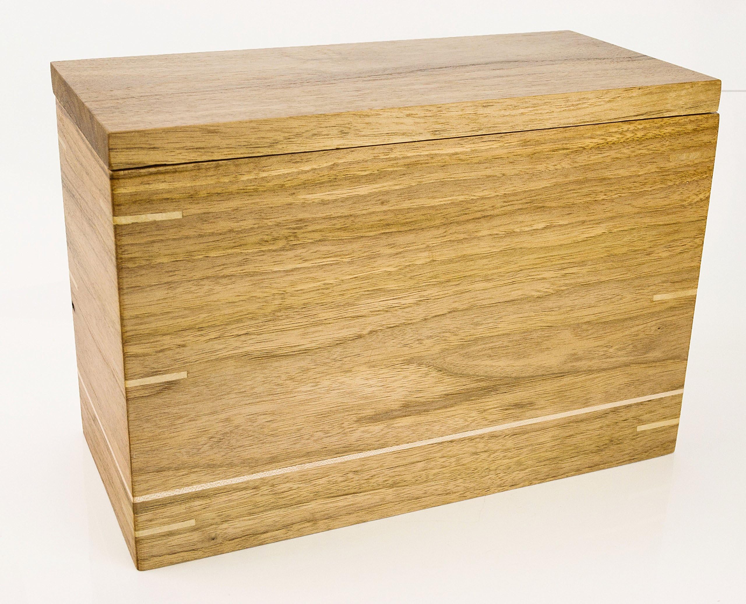 Walters Woodshop Cremation Box Urn of Solid Butternut Hardwood with a Butternut Lift Lid to a Keepsake Compartment 1 5/8 inch Deep for an Adult Under 249 lb