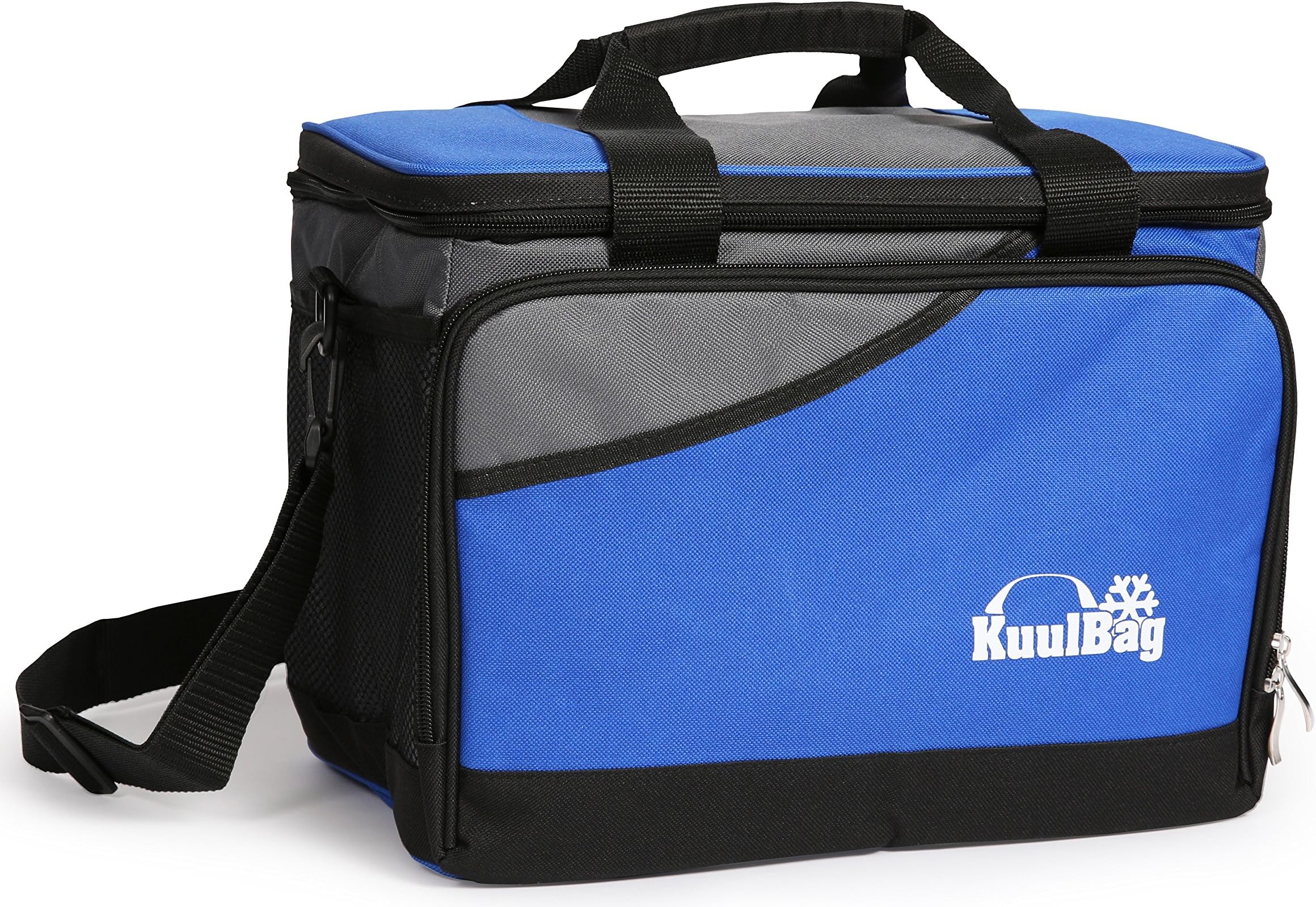 Large and foldable 15L (3,2 gallons) cooling bag from for car travel, sports and outdoor activities. Including shoulder strap