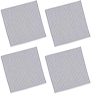Navy Blue and White Ticking Stripe Woven Cotton Fabric Napkins 18 Inches Square, Set of 4