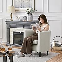 Vista 4 de Yaheetech - Silla de terciopelo decorativa, sillones modernos y cómodos, silla de sofá de barril tapizada para sala de estar, dormitorio, sala