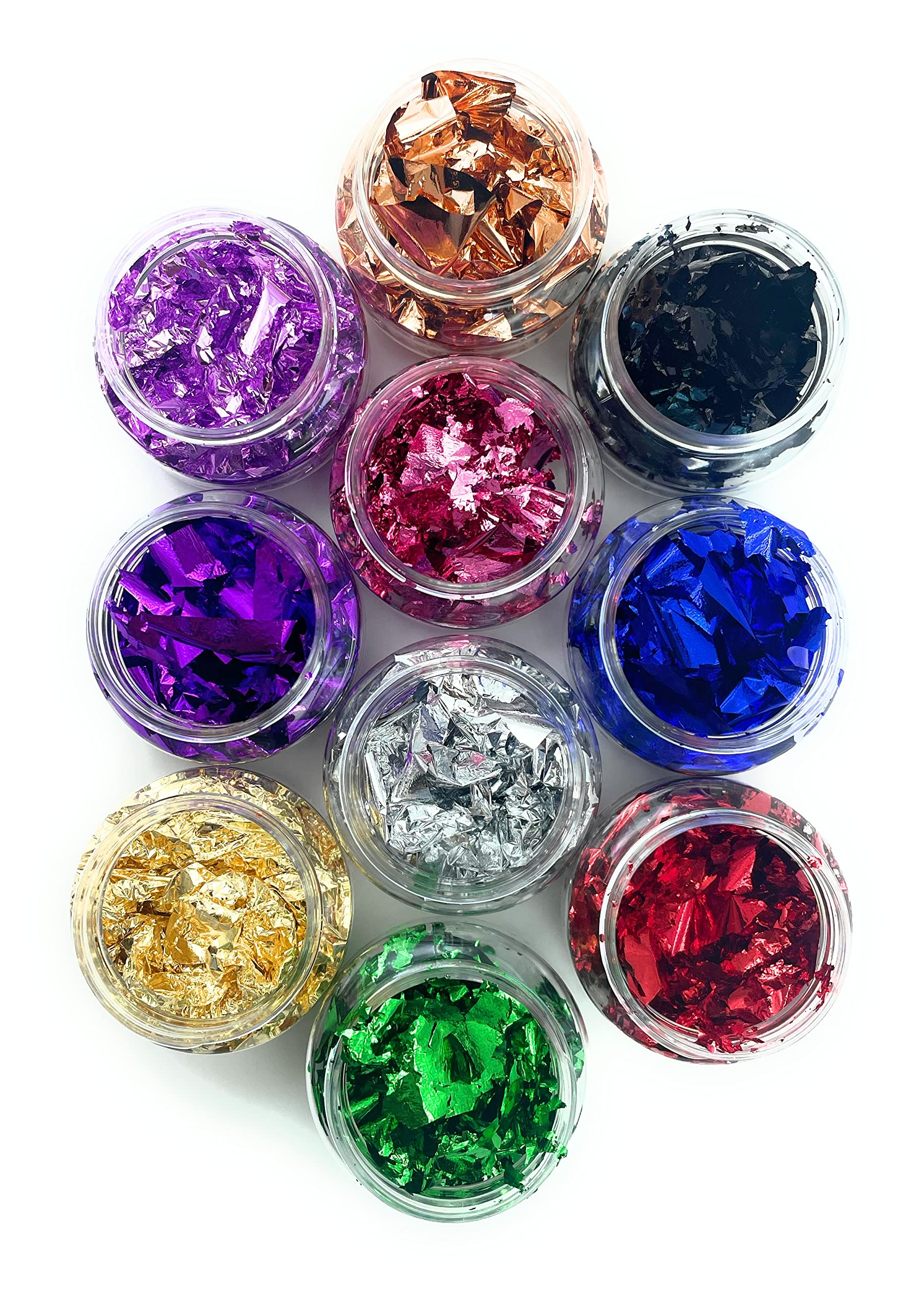 The Art Box 10 Grid Metallic Foil Flakes Aluminum Foil Leaf Paillette Arts Painting Crafts Supplies Resin Accessories Body Makeup Acrylic Nail Art DIY Decorations-image-45