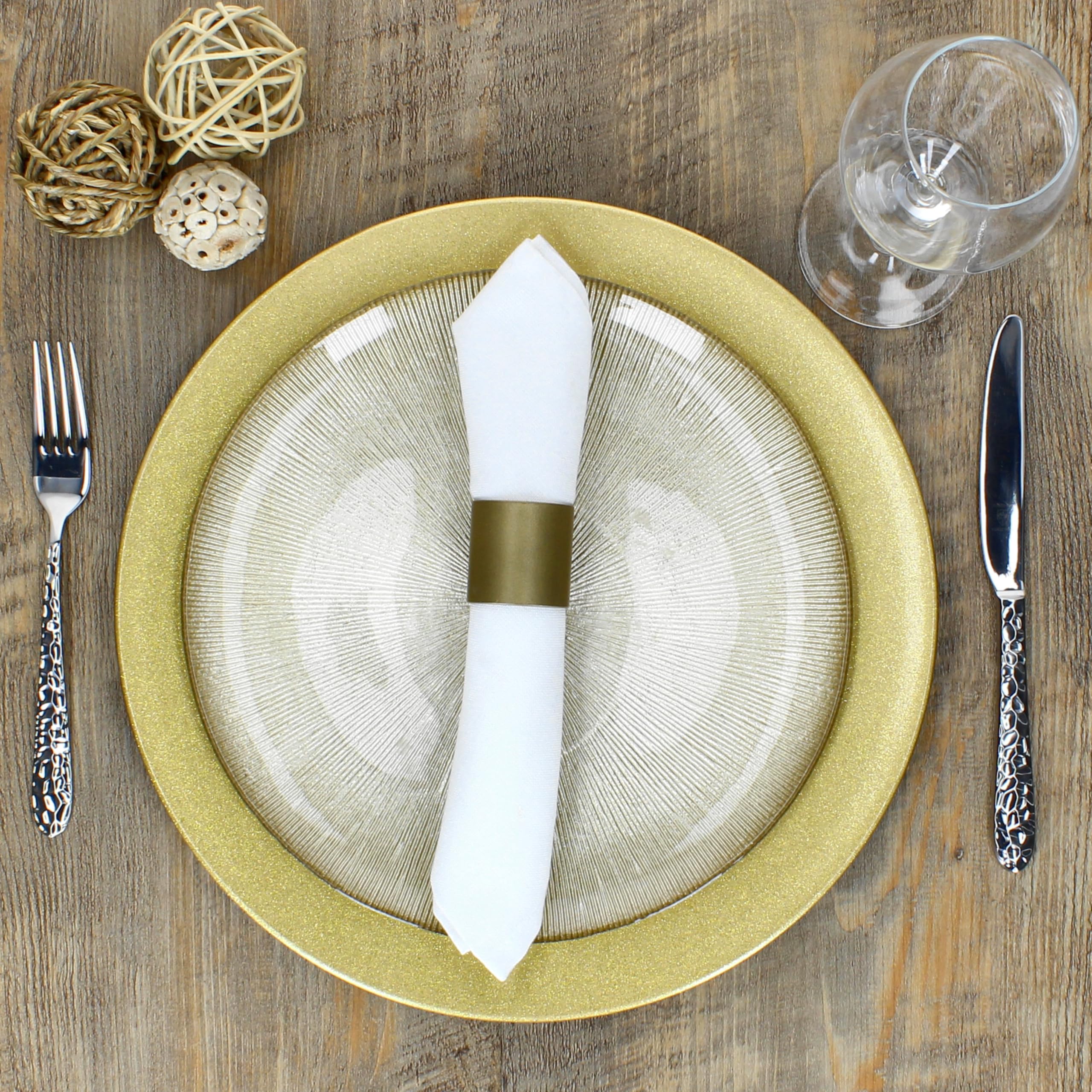 MamboCat 6-TLG. Set Platzteller Gold I Weihnachts-Teller I Tisch-Set, Untersetzer, Platte, Unterlage I Deko-Accessoire I Silvester, Partys & Co