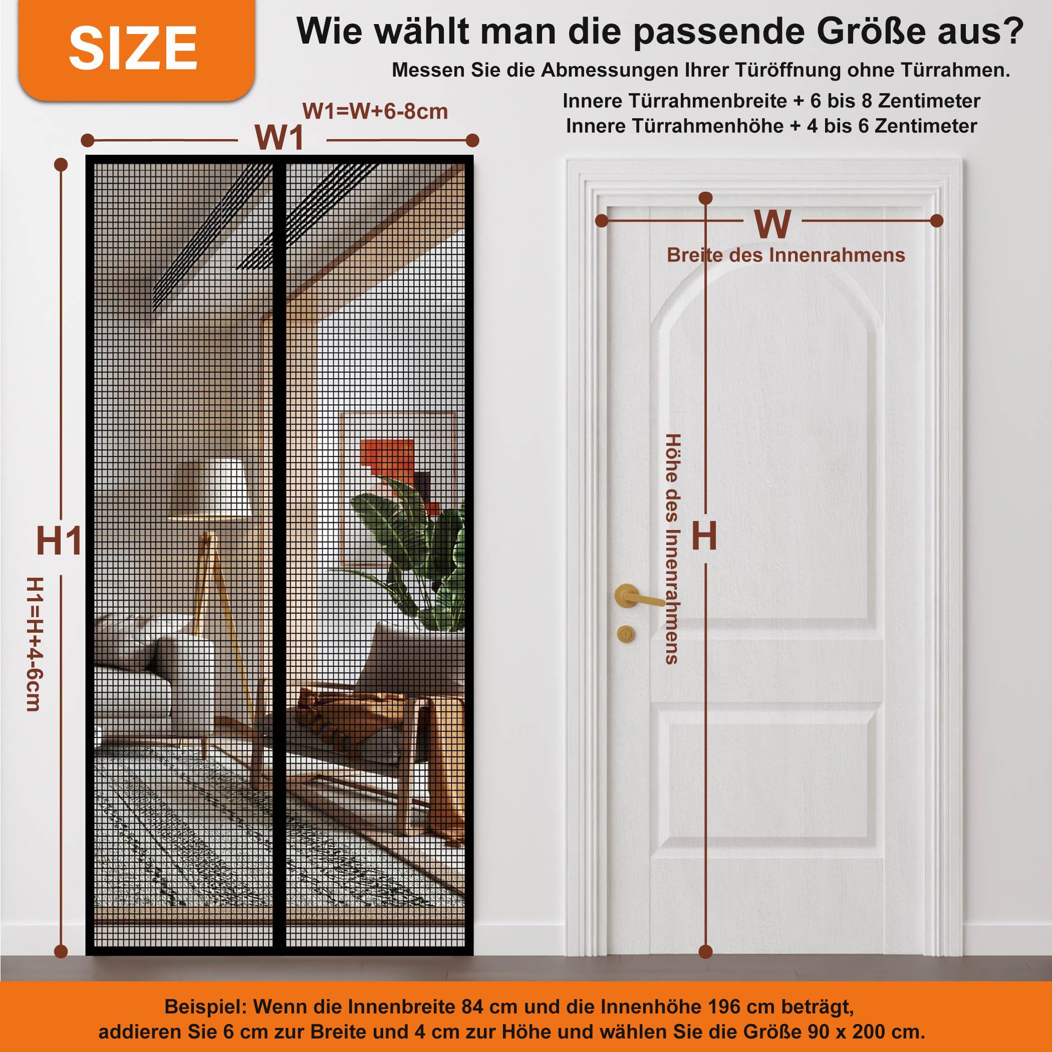 DIKER Mosquitera Puerta Magnetica 100x210cm, Cortina Mosquitera Puerta Exterior Corredera, Mosquiteras para Ventanas para Puertas de Balcón, Fibra de Vidrio para Mayor Durabilidad, Negro
