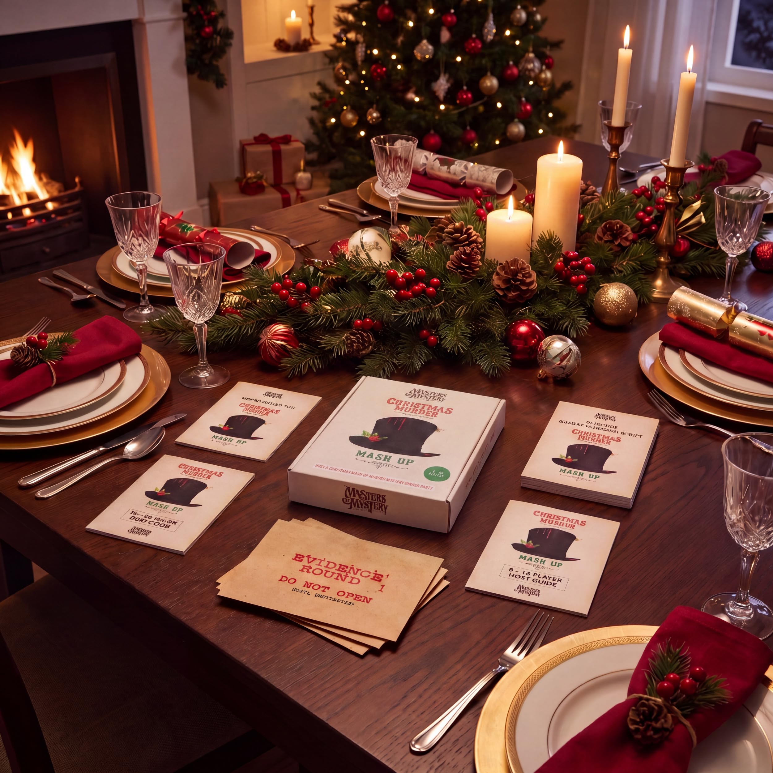 Jeu de Table Rejouable Christmas Murder Mystery Dinner Party - Victorian Christmas Family Game Night - Bureau Noël Party Idée de Jeux en Anglais 4 à 20 Joueurs