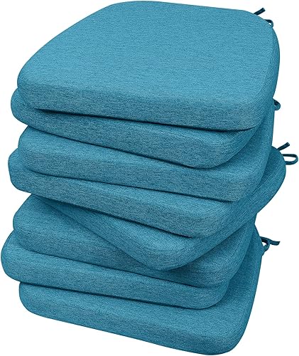 Miniatura 142 de AAAAAcessories Cojines en forma de D, espuma de 2 pulgadas de grosor, con lazos y funda extraíble lavable a máquina, 17 x 16 pulgadas, juego de 4