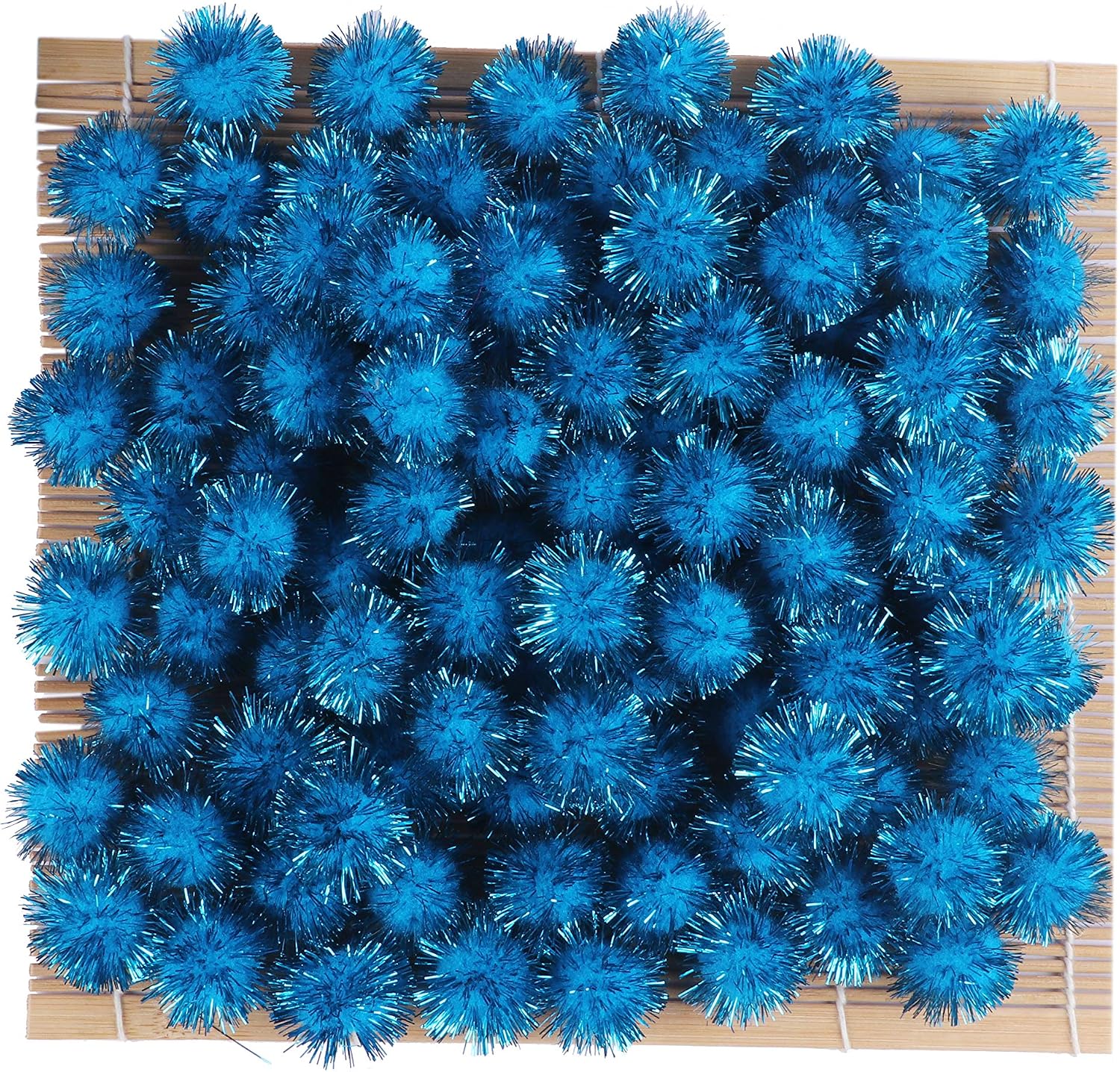 YYCRAFT 200pcs Glitter Tinsel Pom Poms Sparkle Balls for DIY Craft/Party Decoration/Cat Toys(20mm,White)