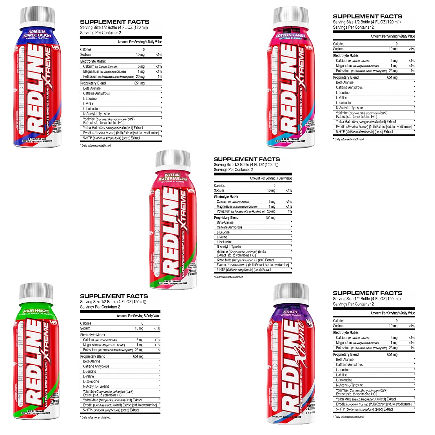 Buy VPX Redline Xtreme Energy Drinks 5 flavor Variety Pack (2 of