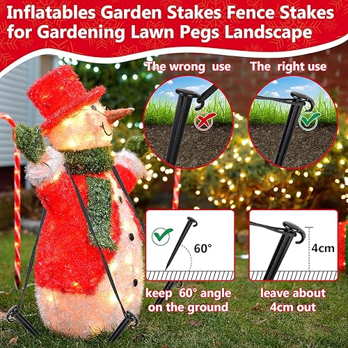 Miniatura 29 de Estacas inflables de plástico de 7 pulgadas para patio, estacas de plástico resistentes para tienda de campaña, estacas de jardín de repuesto