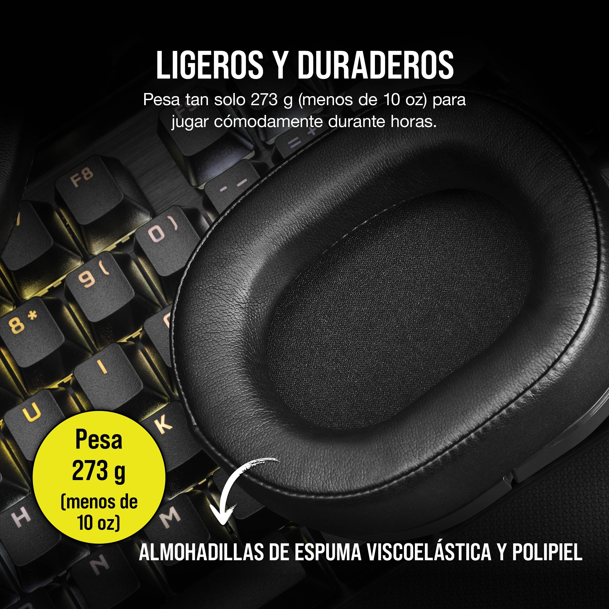 Corsair HS55 Surround Auriculares con Cable para Juegos – Carbono | Ligeros, Sonido Envolvente Dolby 7.1, Compatible con iCUE - PC, Mac, PS5, PS4, Xbox, Nintendo Switch, Móvil