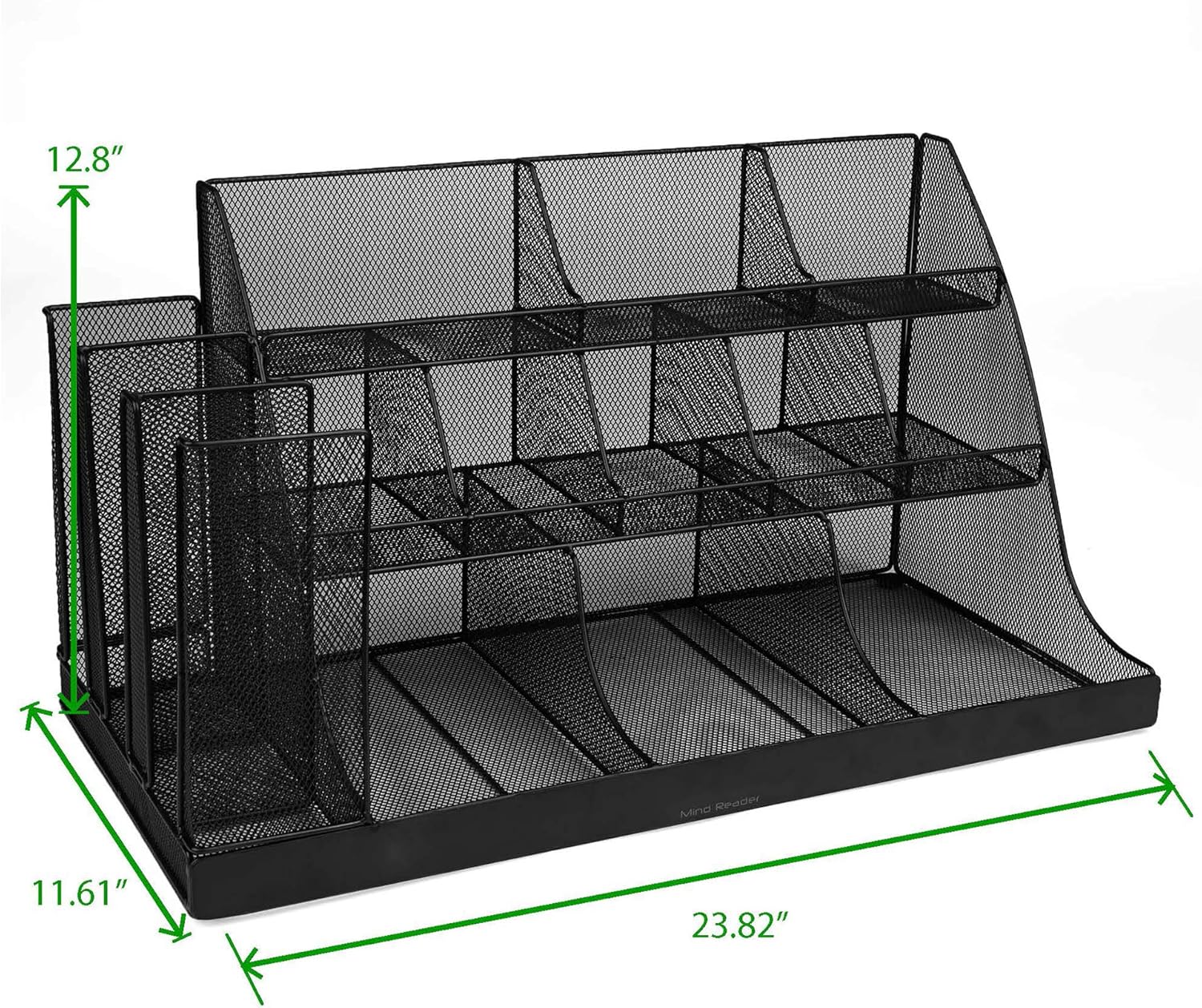 Mind Reader 14 Compartment Condiment organizer, Black & SNACKCAR Supreme Snack organizer, 14 x 14.5 Round, Black