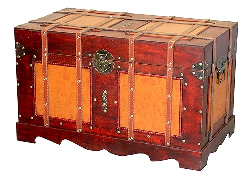 Vintiquewise Vintage Storage Chest, Decorative Wooden Trunk, and Keepsake Box