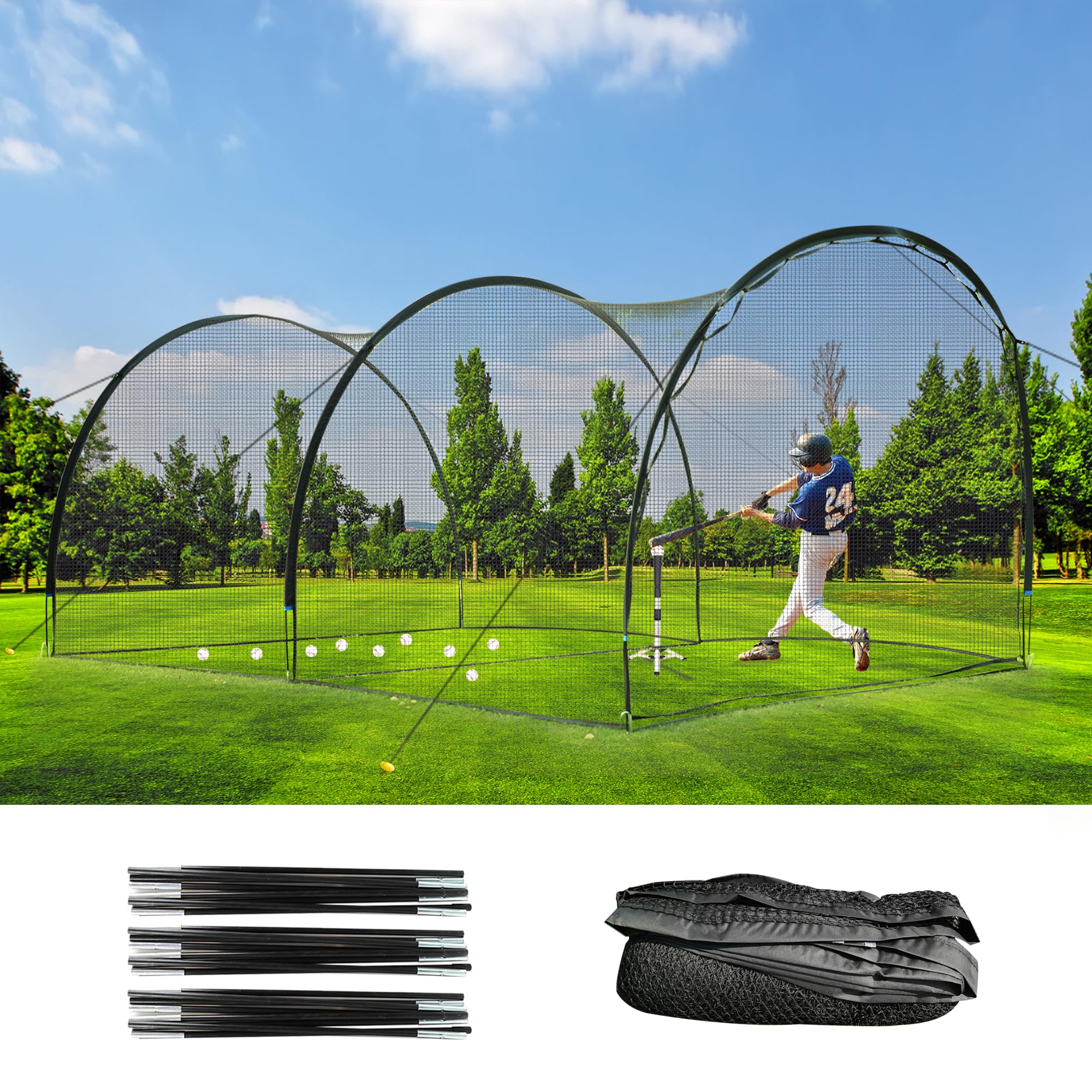 ORIENTOOLS Baseball Schlagkäfig Netz, 6 m Baseball Trainingskäfignetz aus Polyester, Baseball, Softball für Outdoor Training