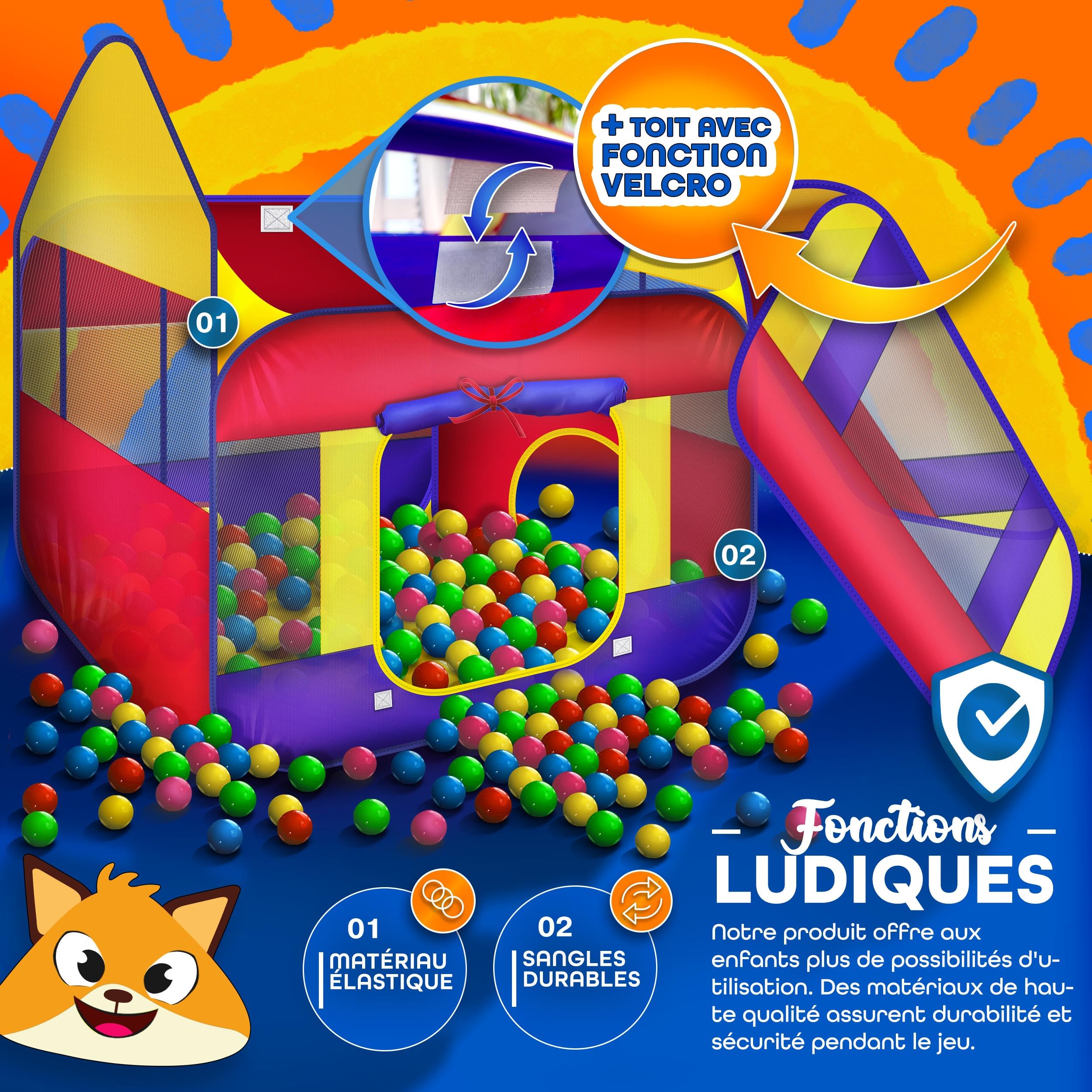 KIDUKU Tente de Jeu XXL Pop Up avec 300 Balles et Étui de Transport