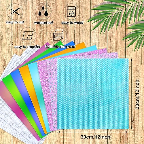 Miniatura 5 de Vinilo holográfico permanente, hojas de vinilo adhesivo de 12 x 12 pulgadas, 5 vinilos holográficos de ópalo + 3 vinilos holográficos