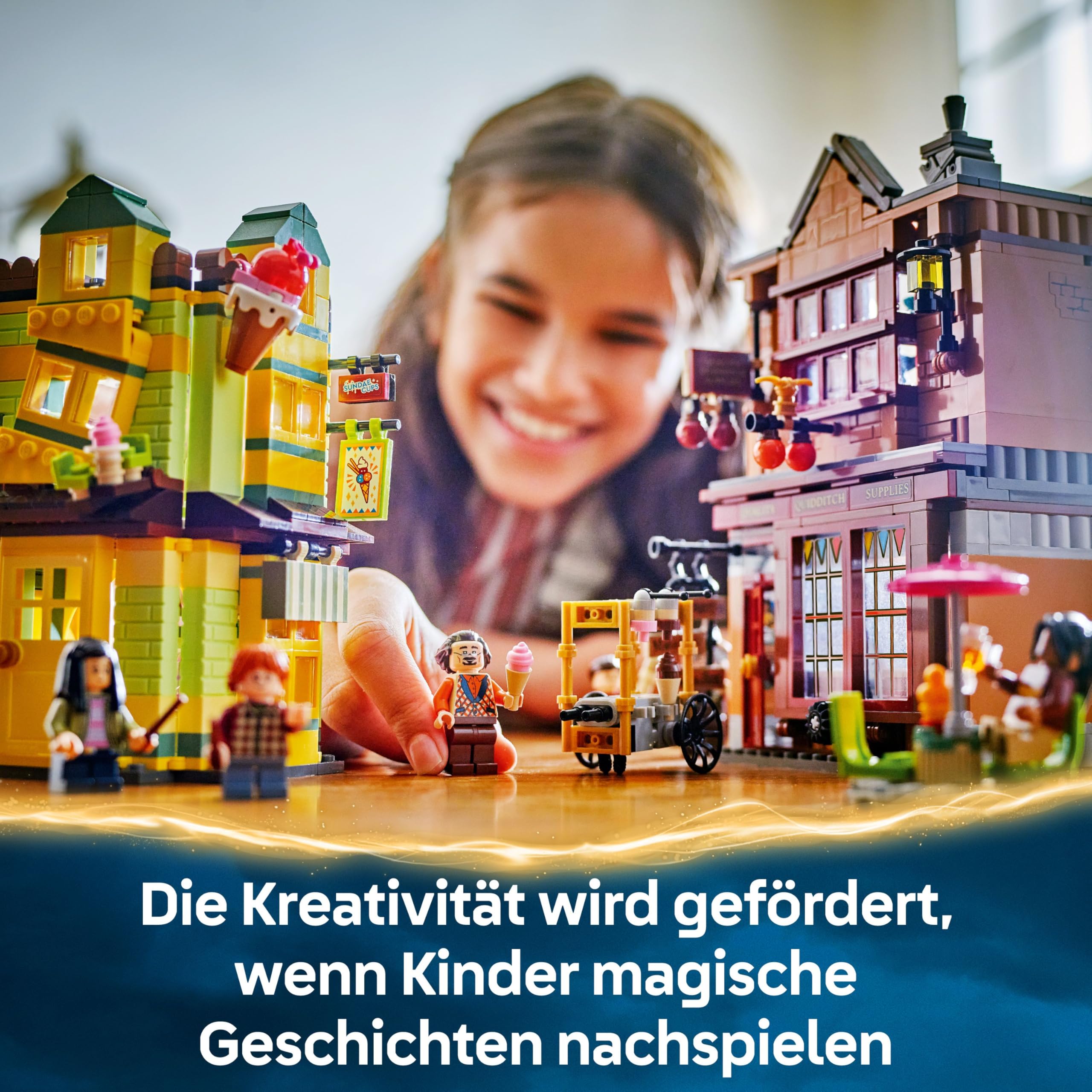 LEGO Harry Potter Qualität für Quidditch & Fortescues Eissalon - Set mit 2 Winkelgasse Läden, 6 Minifiguren & Zubehör inkl. Nimbus 2000 Besen - Geschenk für Jungen & Mädchen ab 8 Jahren - 76452