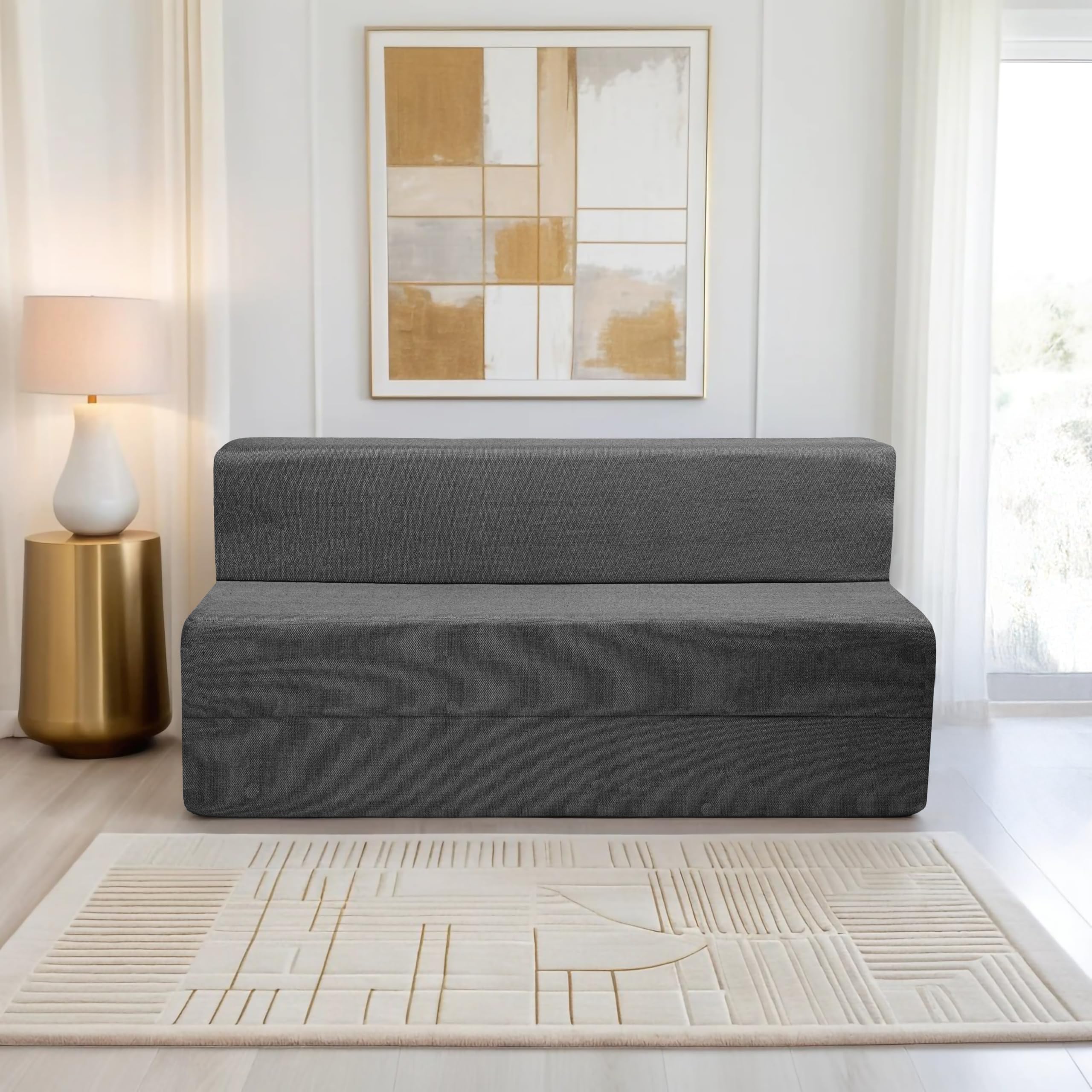 Amazon Brand - Solimo 3 Seater 5 * 6 Jute Fabric Washable Cover Sofa Cum Bed 3 Seater Double Foam Fold Out Sofa Cum Bed (Finish Color - Grey Delivery Condition - Pre-Assembled)-image-34