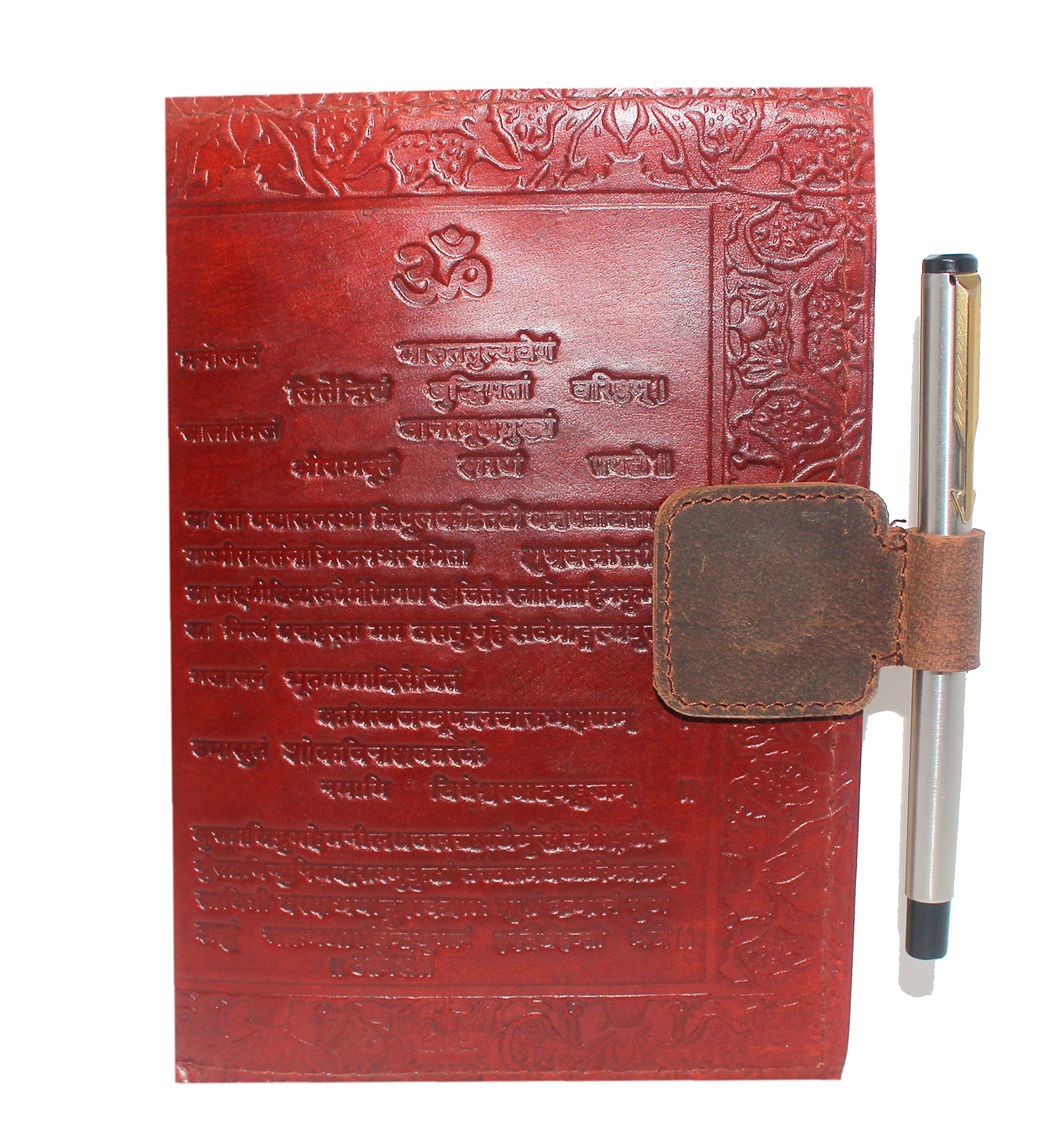 JYOS 100% Genuine Leather Single Pen Pencil Holder and Bookmark Set of 2 (Vintage Brown)