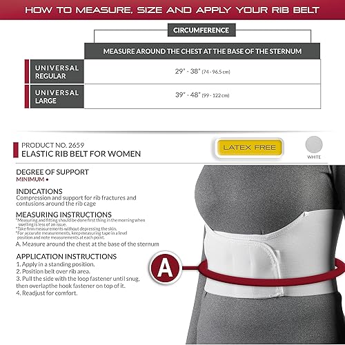 Miniatura 2 de OTC Cinturón acanalado para mujer, panel elástico de pecho de 6 pulgadas, ajustable universalmente