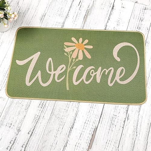 Miniatura 2 de Tapete decorativo de bienvenida de primavera, tapete decorativo de flores para casa de campo de bajo perfil, tapete para decoración del hogar,