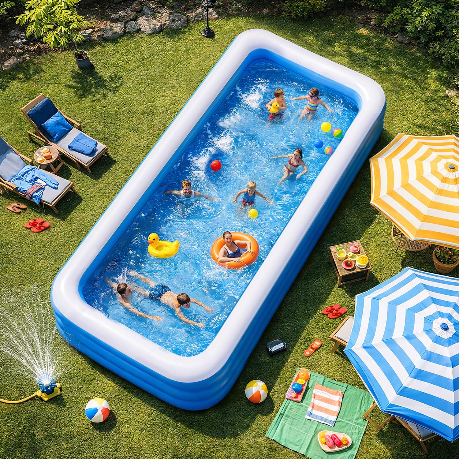 Piscinas inflables extragrandes de 180 x 76 x 22 pulgadas con bomba de aire incluida, piscina inflable de 1303 galones para familias adultas, piscina resistente sobre el suelo para fiesta de verano en