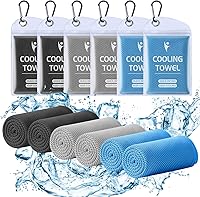 Clothirily 6-Pack Cooling Towels 40x12" - Breathable Instant Chill Neck & Face Towels for Gym, Yoga, Running, Hot Weather Workouts & Travel