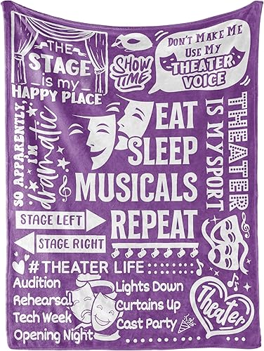 Manta de regalo de teatro para niñas, mujeres, manta de franela de 50 x 65 pulgadas, regalos de cumpleaños para amantes del teatro, repetición de