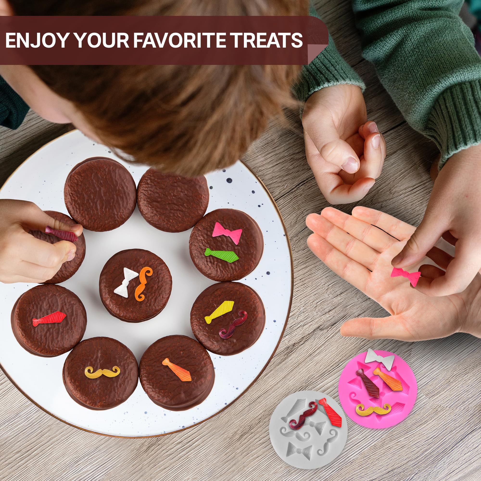 2 moldes para pajarita de chocolate, cortadores de galletas, decoración para tartas del día del padre, moldes de cumpleaños, moldes para hornear, moldes de silicona para barba, molde de silicona para