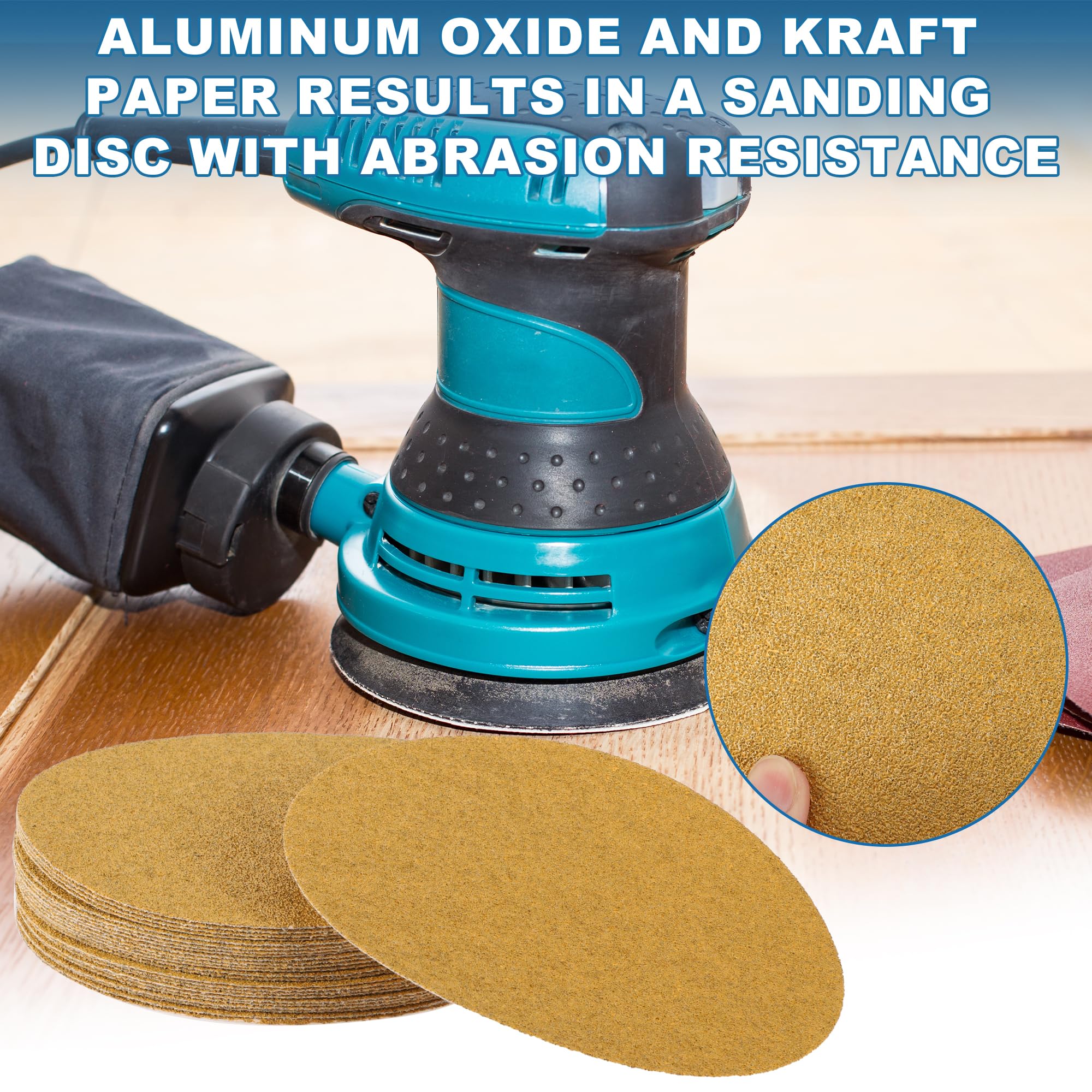 A ABSOPRO Sanding Discs 9 Inch 40 Grit Round Hook and Loop Sandpaper Kraft Paper Yellow 25 Pcs, 225mm/9" - Image 2