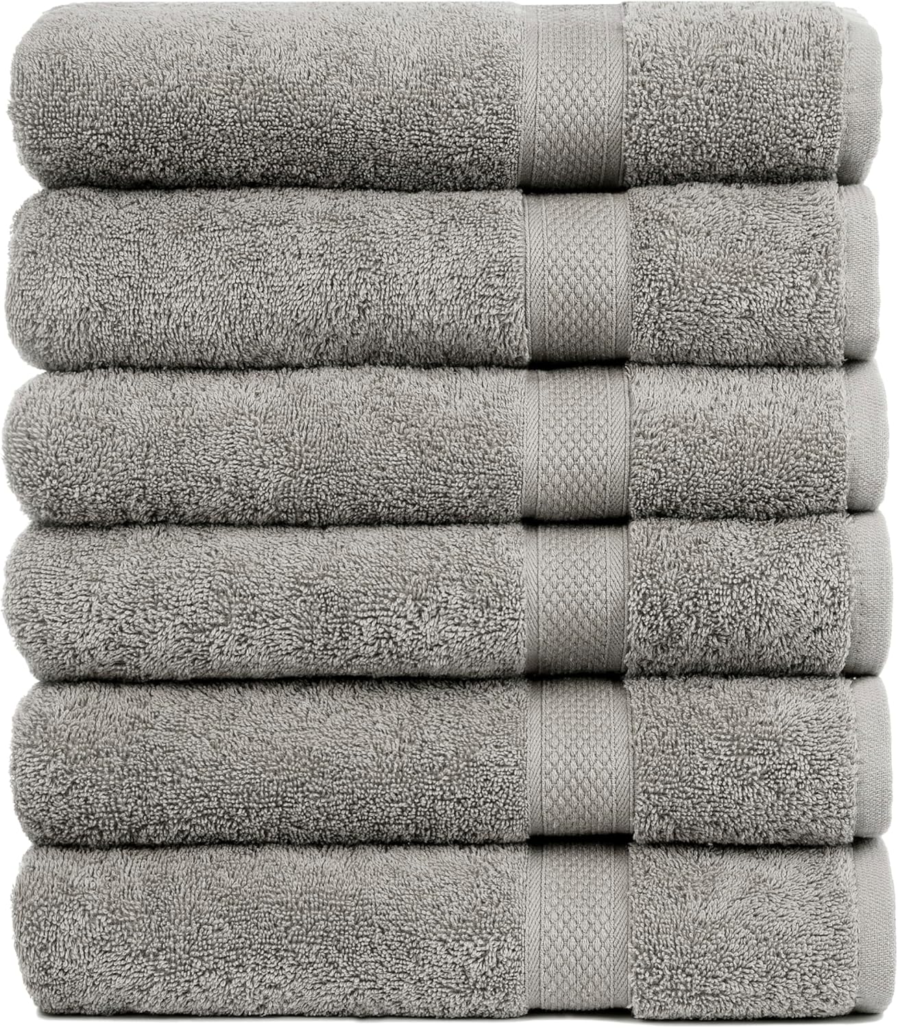 Pleasant Home Bath Towels Set of 6 (24” x 50”) 100% Cotton, 515 GSM | Lightweight, Soft & Absorbent Luxury Towels for Bathroom | for Gym, Pool & Spa | 6 Pack, Gray