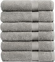 Pleasant Home 6-Pack Bath Towels 24x50" 100% Cotton 515 GSM - Soft, Absorbent, Quick-Dry for Bathroom, Gym, Pool, Spa - Gray