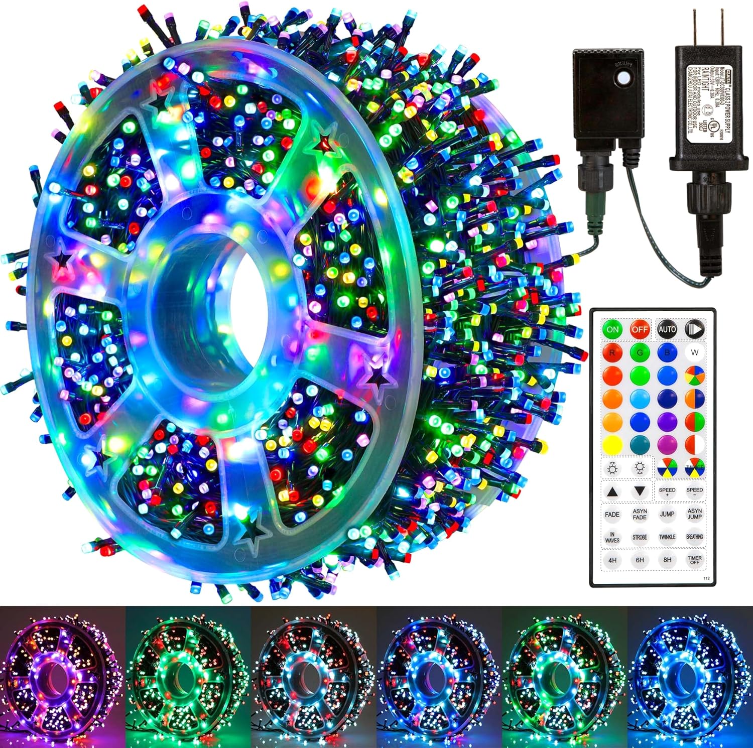 164 FT 500 LED Christmas String Lights, Waterproof RGB String Lights with Remote Control&Timer Function, 24 Colors Changing Fairy Lights for Indoor Outdoor Room Wall Christmas Tree Party Decoration 164FT RGB (Red, Green, Blue)