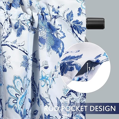 Miniatura 3 de Athootita 2 paneles de cenefas de cortina para ventanas, cenefas opacas de 52 x 18 pulgadas, cenefas decorativas con bolsillos para barra de 1.9