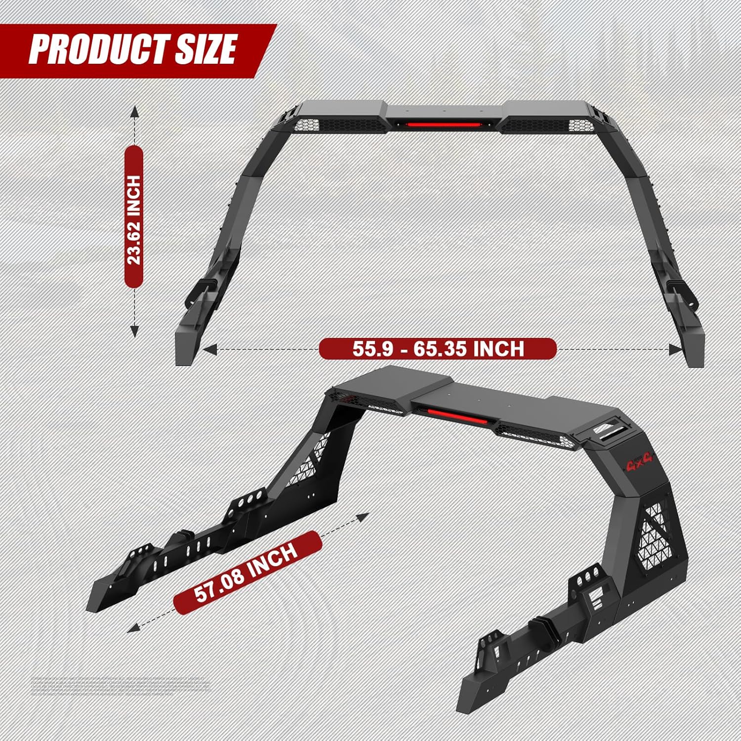 Roll Bar for Full Sizes & Mid Size Pickup Truck, Universal Truck Bed Roll Bar, Adjustable Sport Bar Chase Rack Compatible with Ford F-150/F-250/F-350,Ram1500/2500/3500,Tacoma,Tundra,Sierra,Silverado