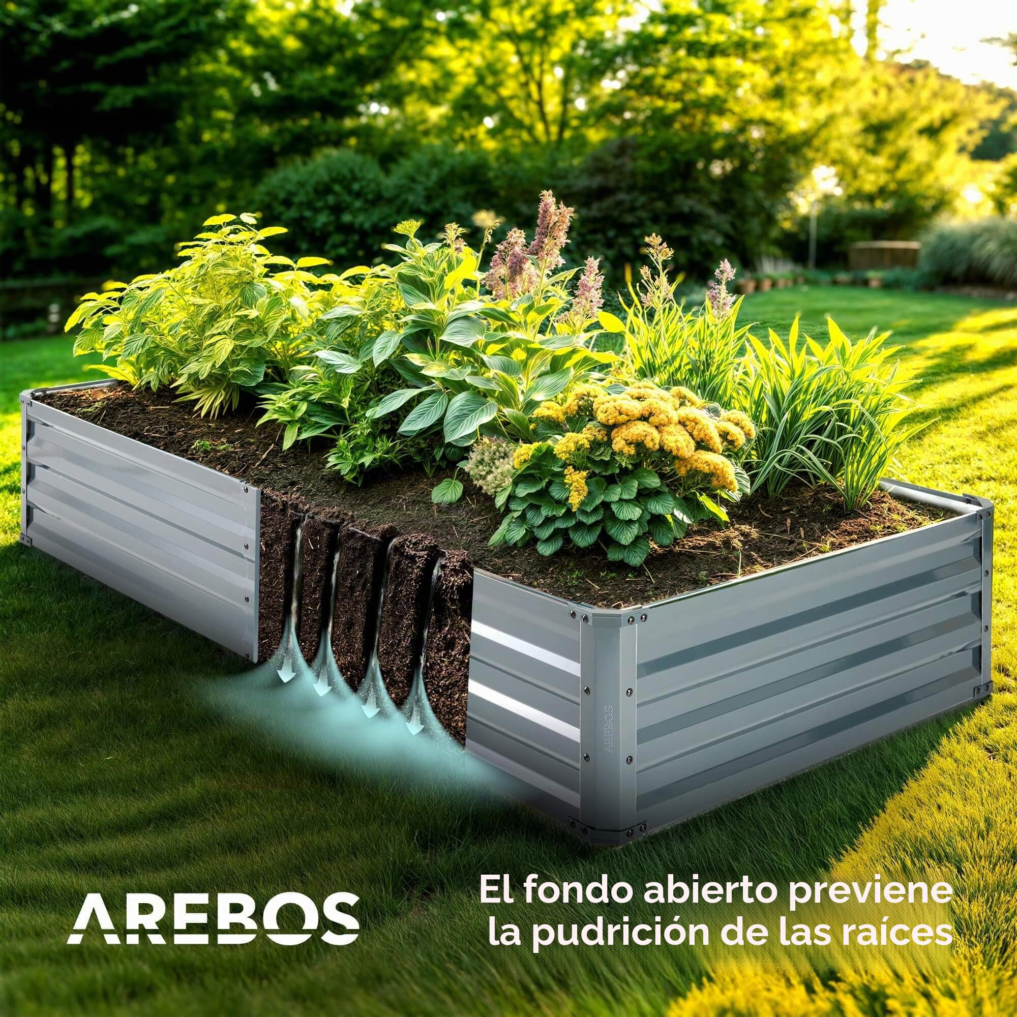 Arebos Set de 2 Camas elevadas de Metal 180x90x30 cm | Cama de jardín de Acero galvanizado | Cama de plantación Resistente a la Intemperie y al óxido | Kit de Cama elevada sin Base