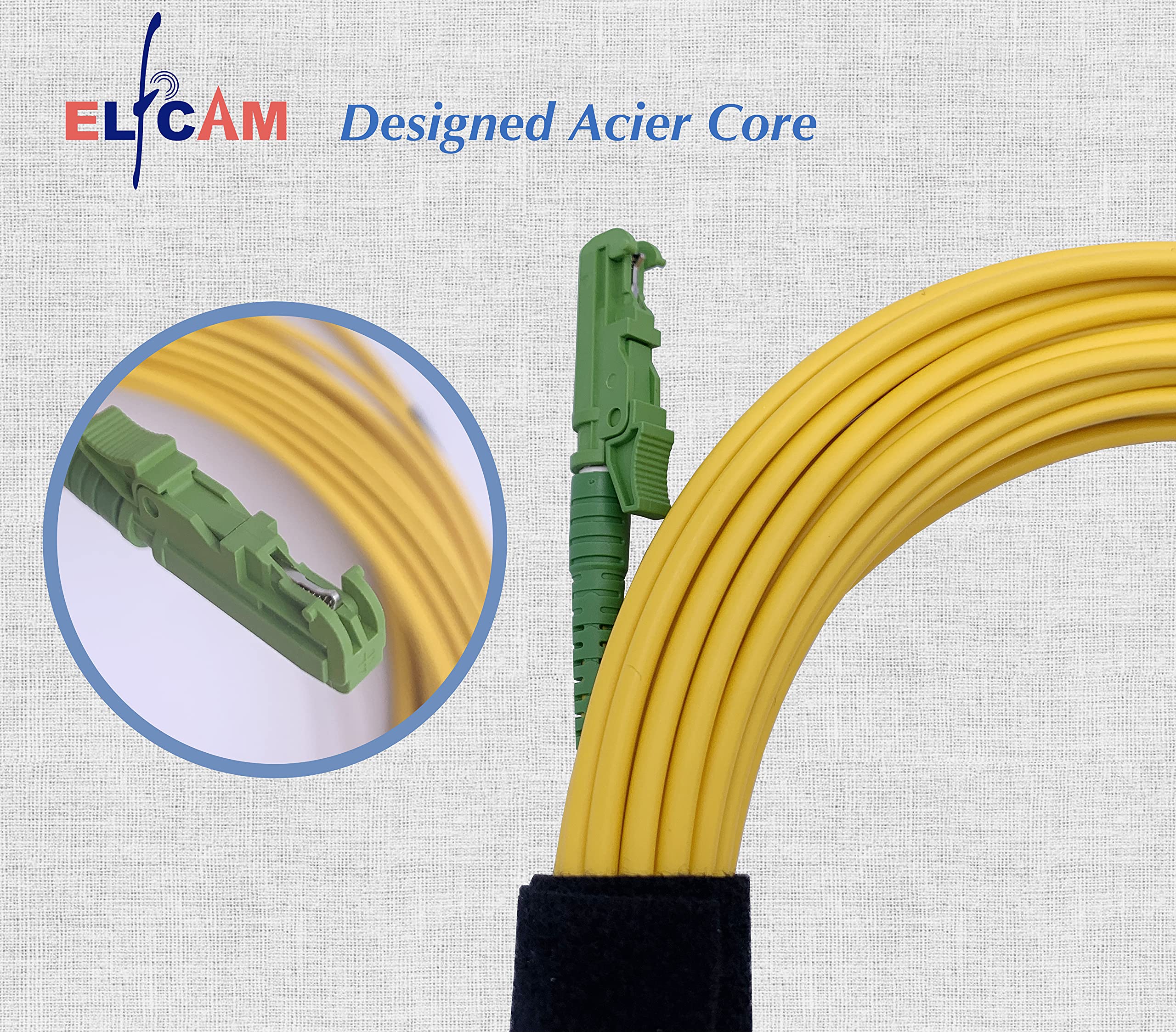 Elfcam® - Câble à Fibre Optique E2000/APC à LC/APC Monomode Simplex, 9/125μm Jarretière Optique LSZH (30M)