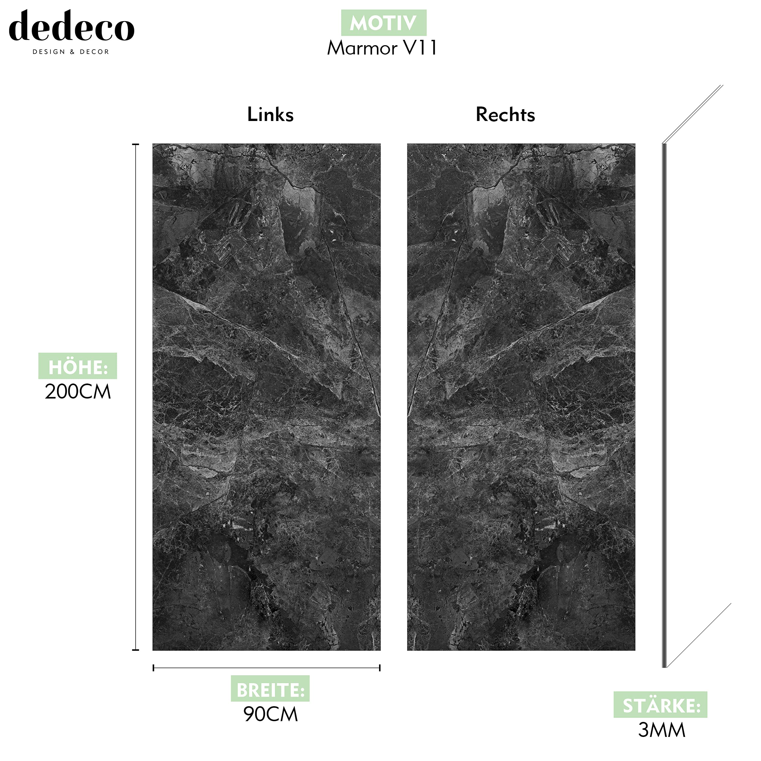 Dedeco Eck-Duschrückwand Wasserfest, Motiv V11 Wasserfall – 2x 90x200 Cm, Aluminium, Made In Germany