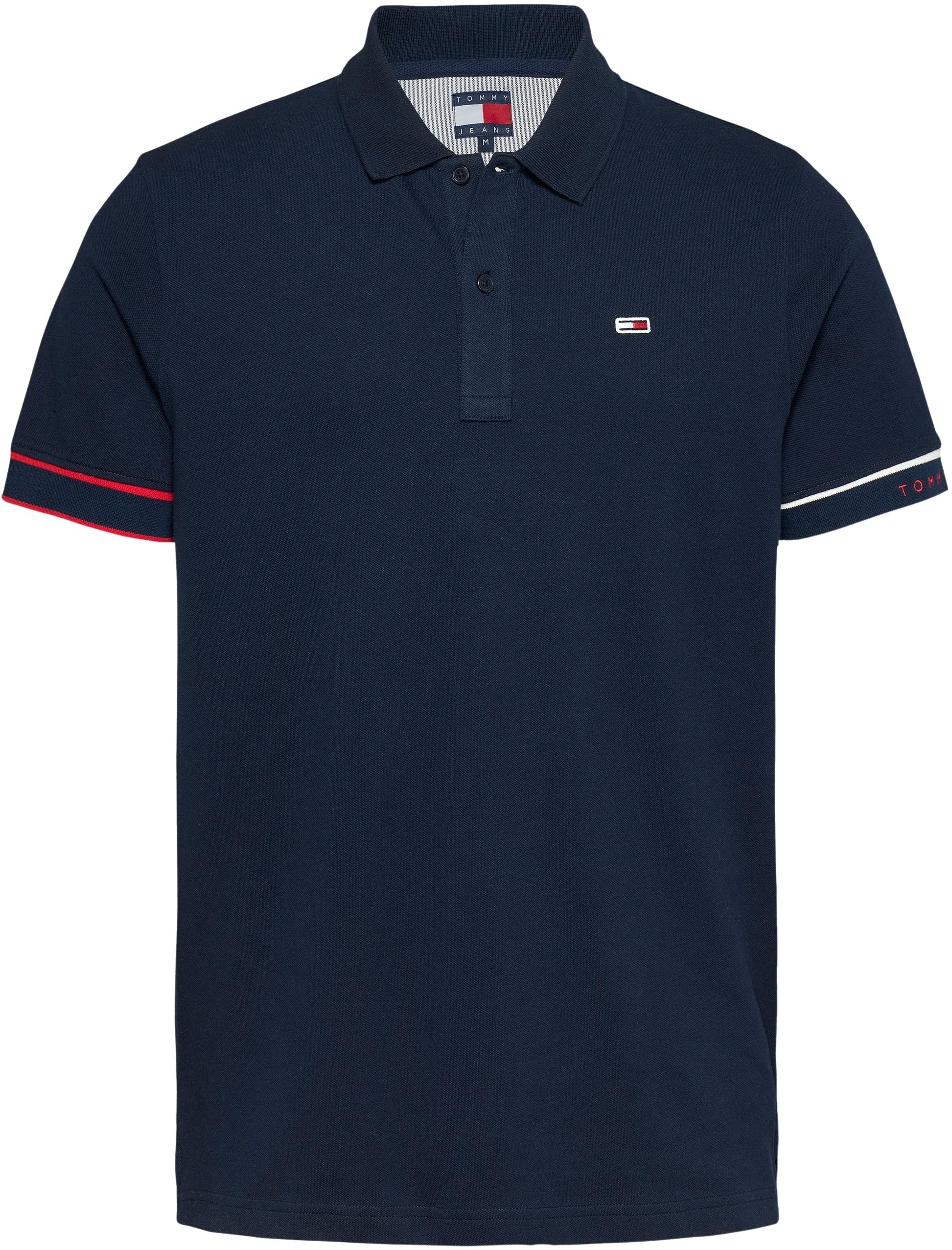 Tommy Jeans Polo de Manga Corta Hombre Flag Cuff Slim Fit