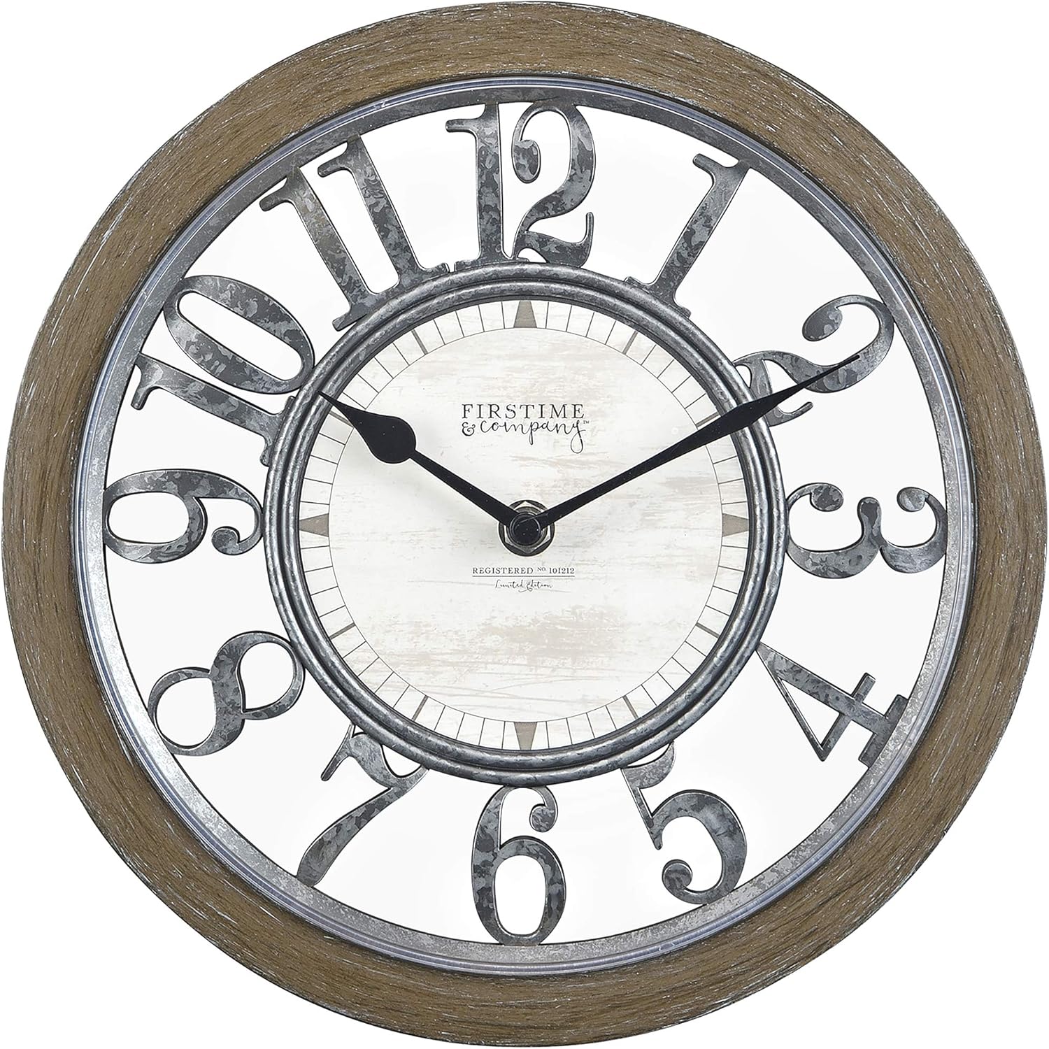 FirsTime & Co.® Antique Farmhouse Contour Wall Clock, American Crafted, Distressed Ivory, 10 x 2 x 10, : Everything Else