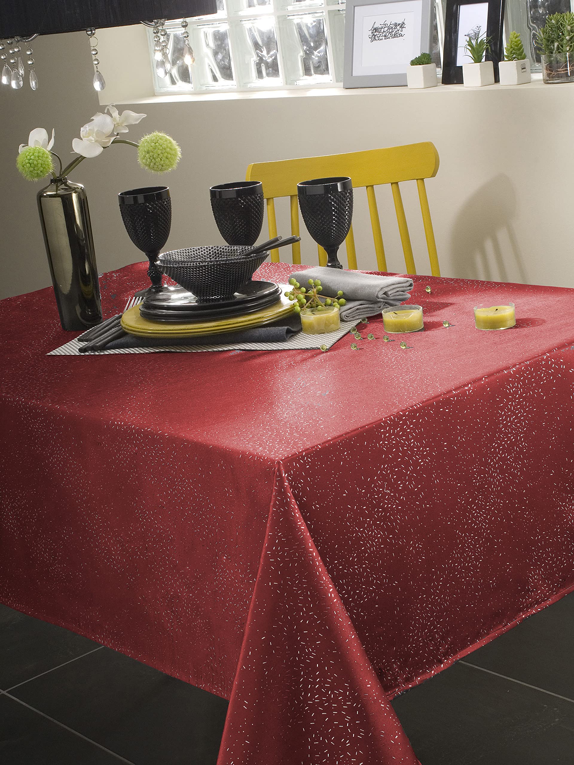 CALITEX Electra Polyester Tablecloth, Red, 140 x 250 cm